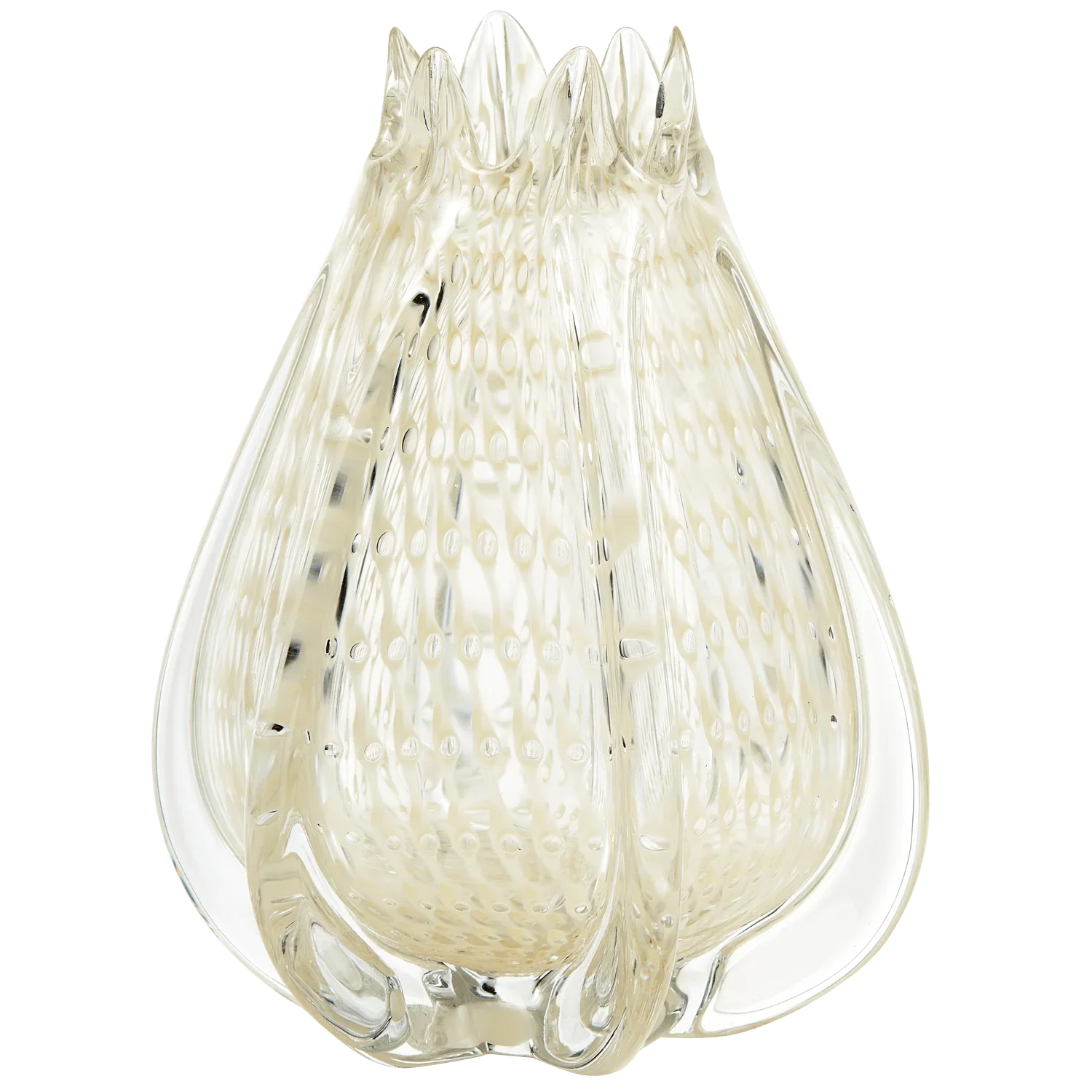 CROWN HANDSHAPED VASE GLASS OFF WHITE 24x18CM - PARIS14A.RO