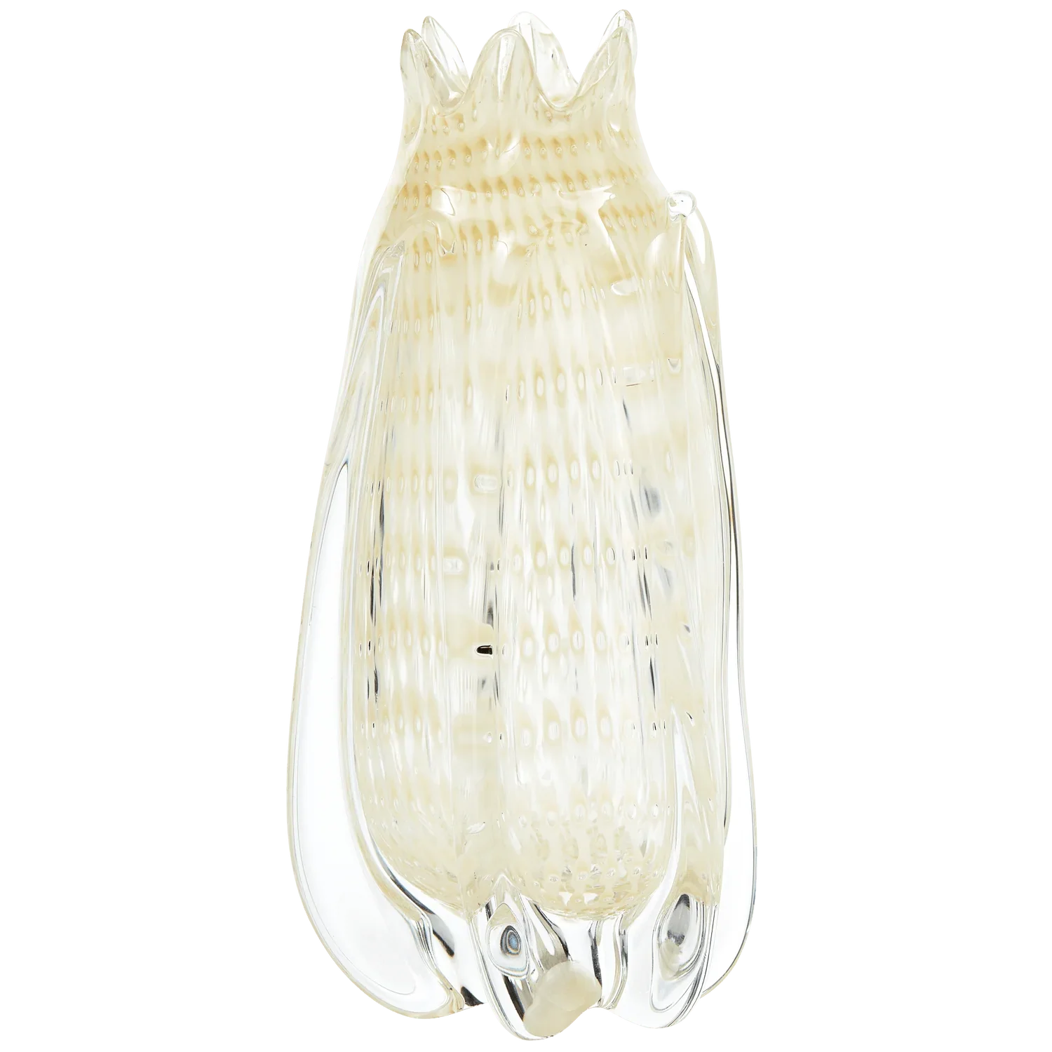 CROWN HANDSHAPED VASE GLASS OFF WHITE 30x12CM - PARIS14A.RO