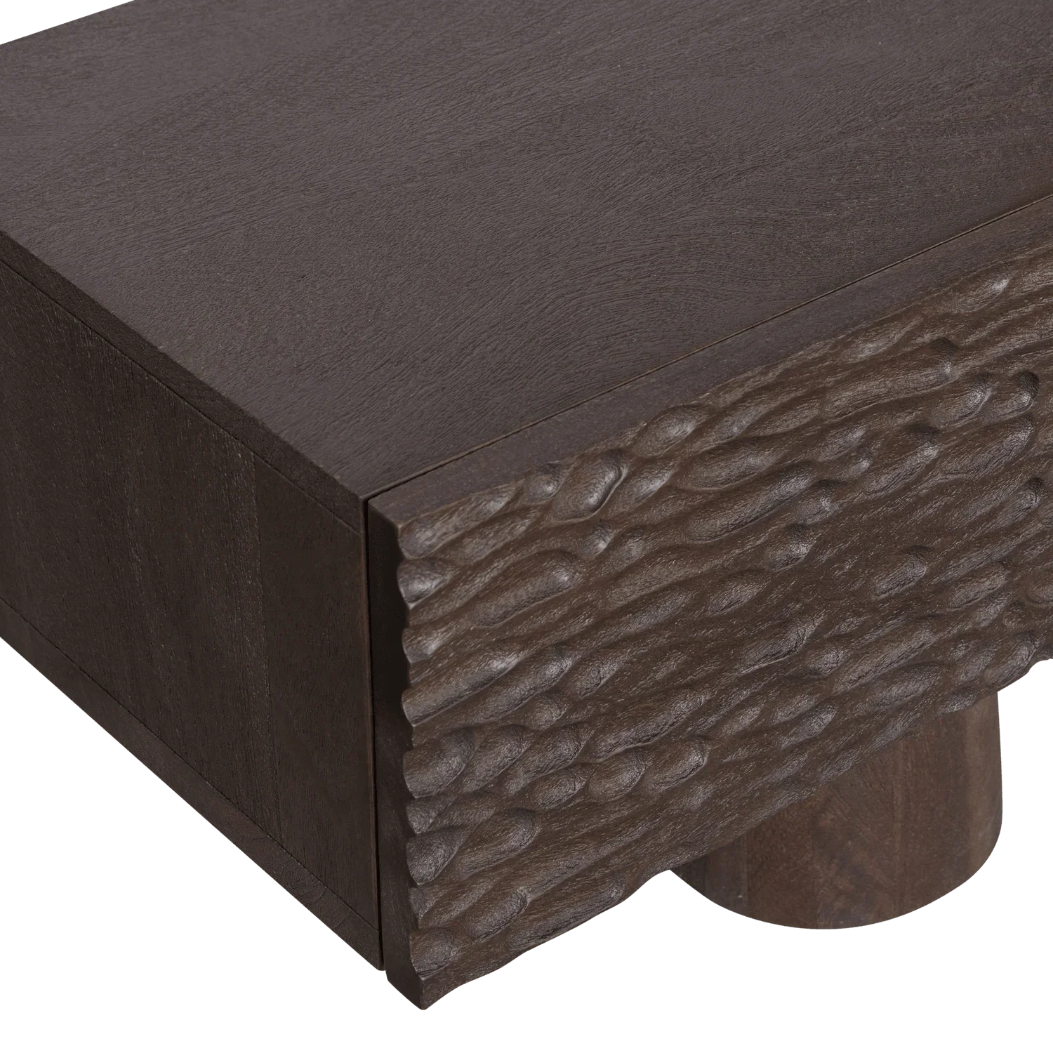 CRUMBLE CARVED TV UNIT MANGO WOOD WALNUT - PARIS14A.RO