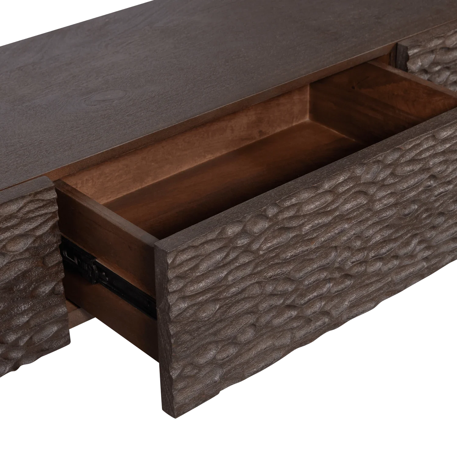 CRUMBLE CARVED TV UNIT MANGO WOOD WALNUT - PARIS14A.RO