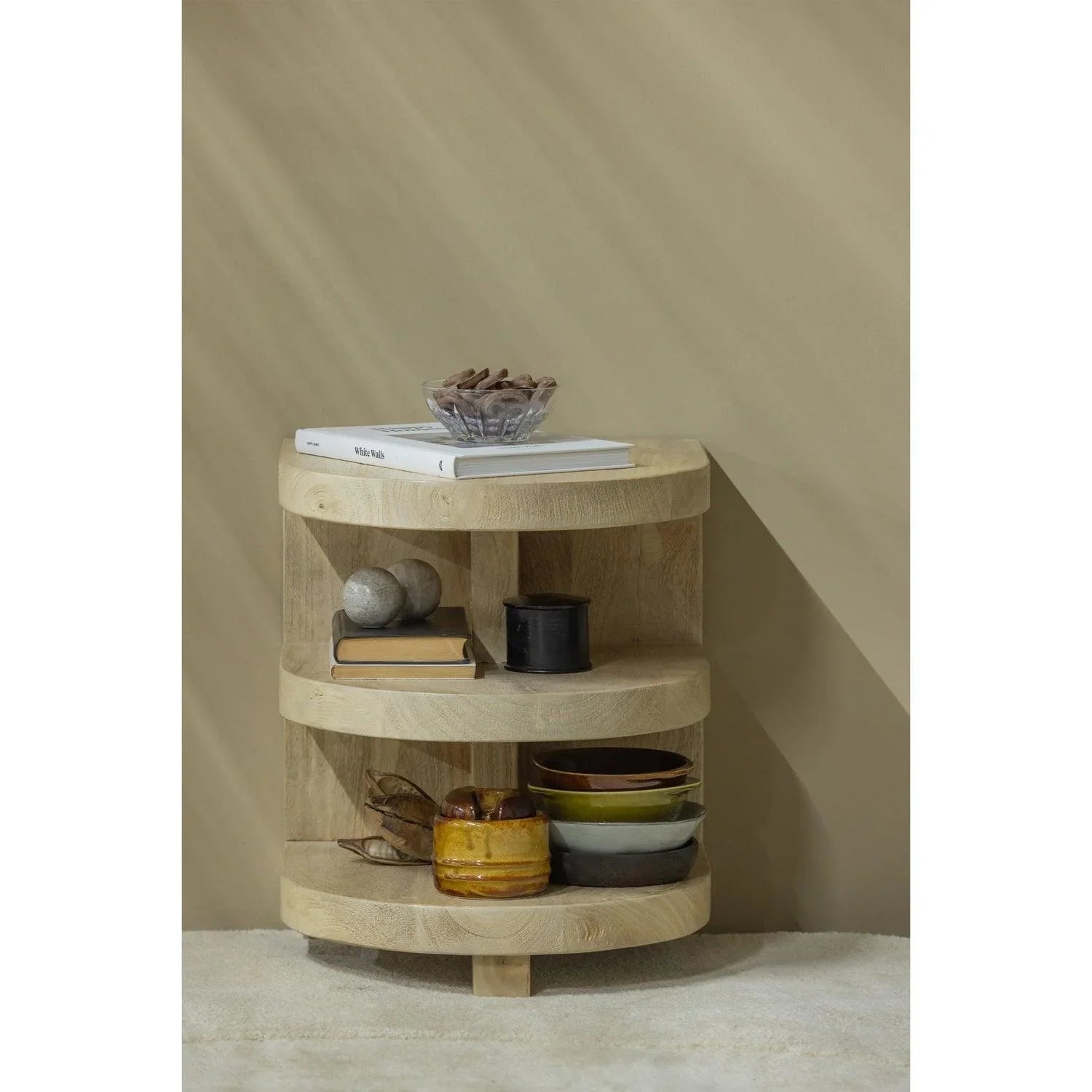 DARREN SEMICIRCULAR SIDE TABLE MANGO WOOD NATURAL - PARIS14A.RO