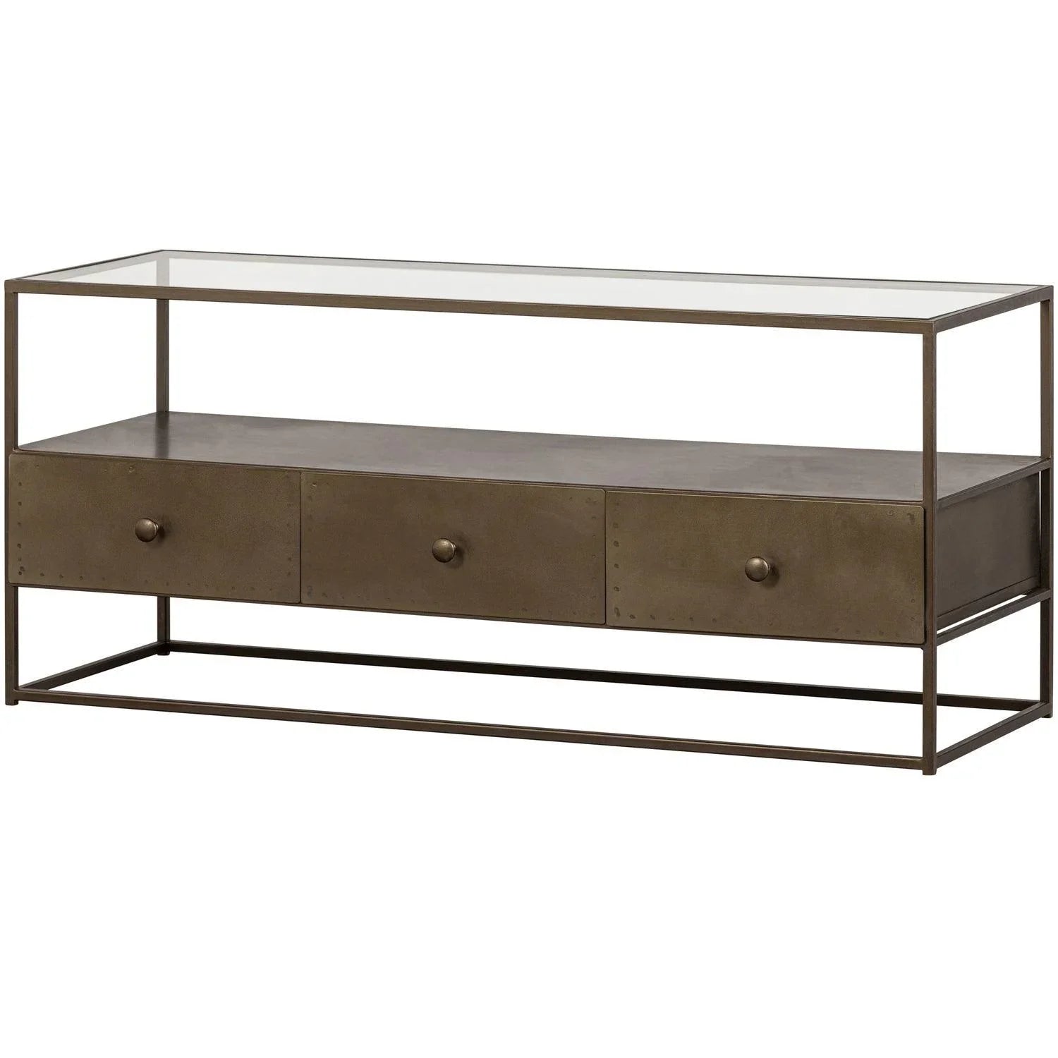 DEPART TV UNIT METAL ANTIQUE BRASS - PARIS14A.RO