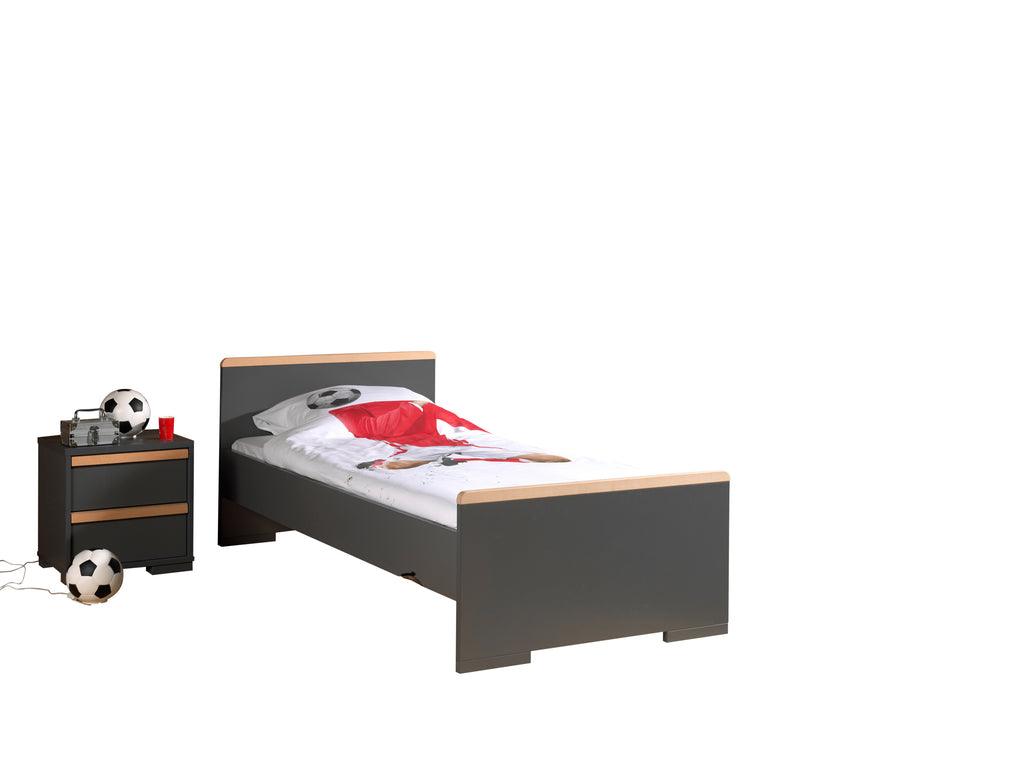 Deze LONDON combinatie in anthraciet bestaat uit een bed (90x200) en bijhorend nachtkastje. - PARIS14A.RO