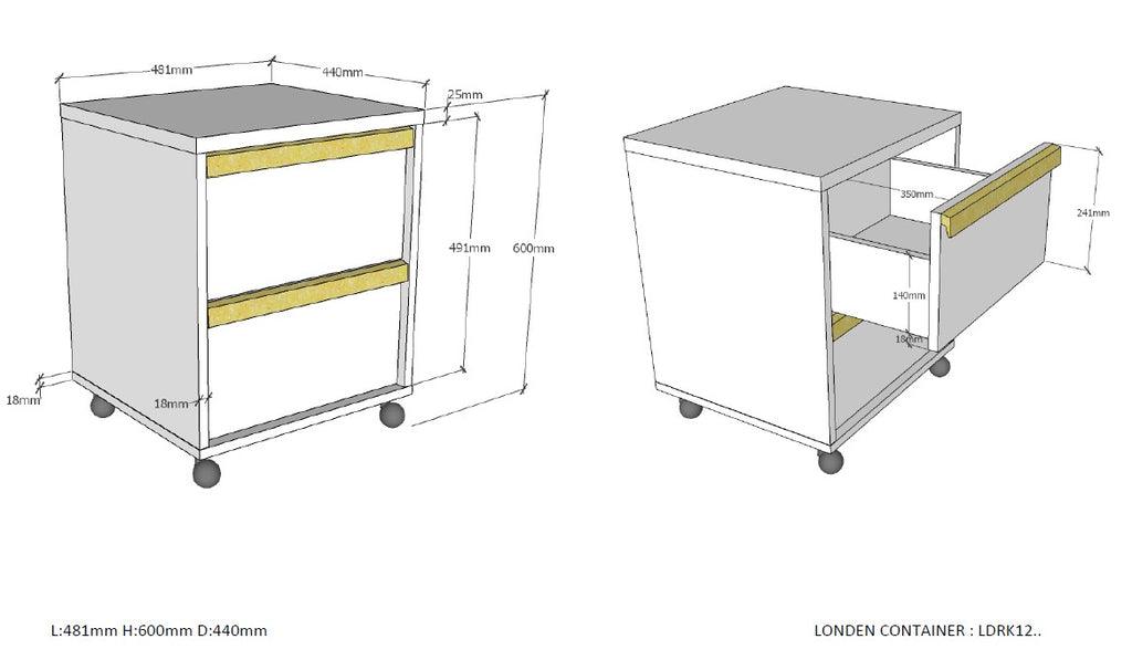 Deze LONDON combinatie in antraciet bestaat uit een bureau met bijhorende rolcontainer en boekenkast. - PARIS14A.RO