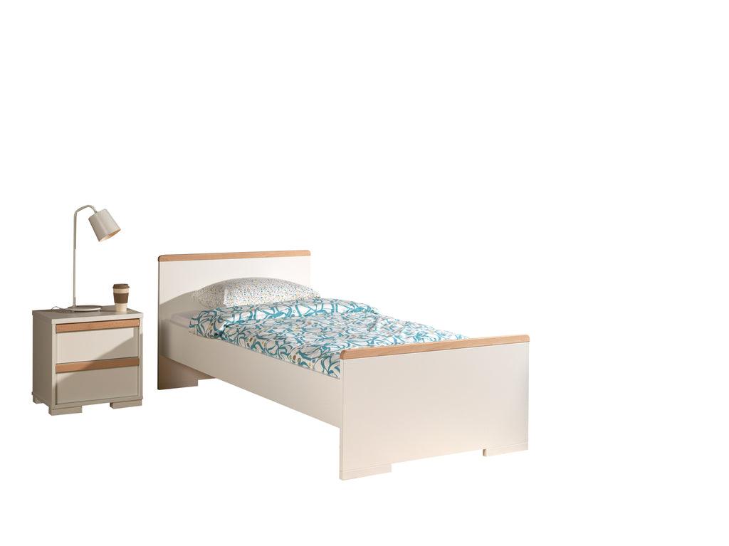 Deze LONDON combinatie in wit bestaat uit een bed (90x200) en bijhorend nachtkastje. - PARIS14A.RO