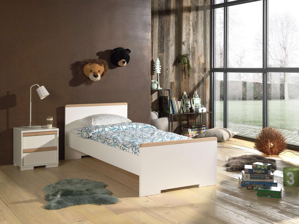 Deze LONDON combinatie in wit bestaat uit een bed (90x200) en bijhorend nachtkastje. - PARIS14A.RO