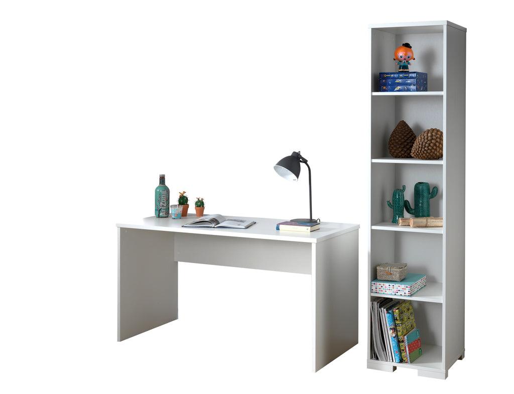 Deze LONDON combinatie in wit bestaat uit een bureau en boekenkast. - PARIS14A.RO