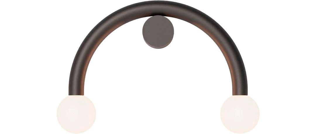 Robin aplică Rigoberta Direct Curved fier, sticlă opală Negru mat 2xG9, 50x9x32 cm