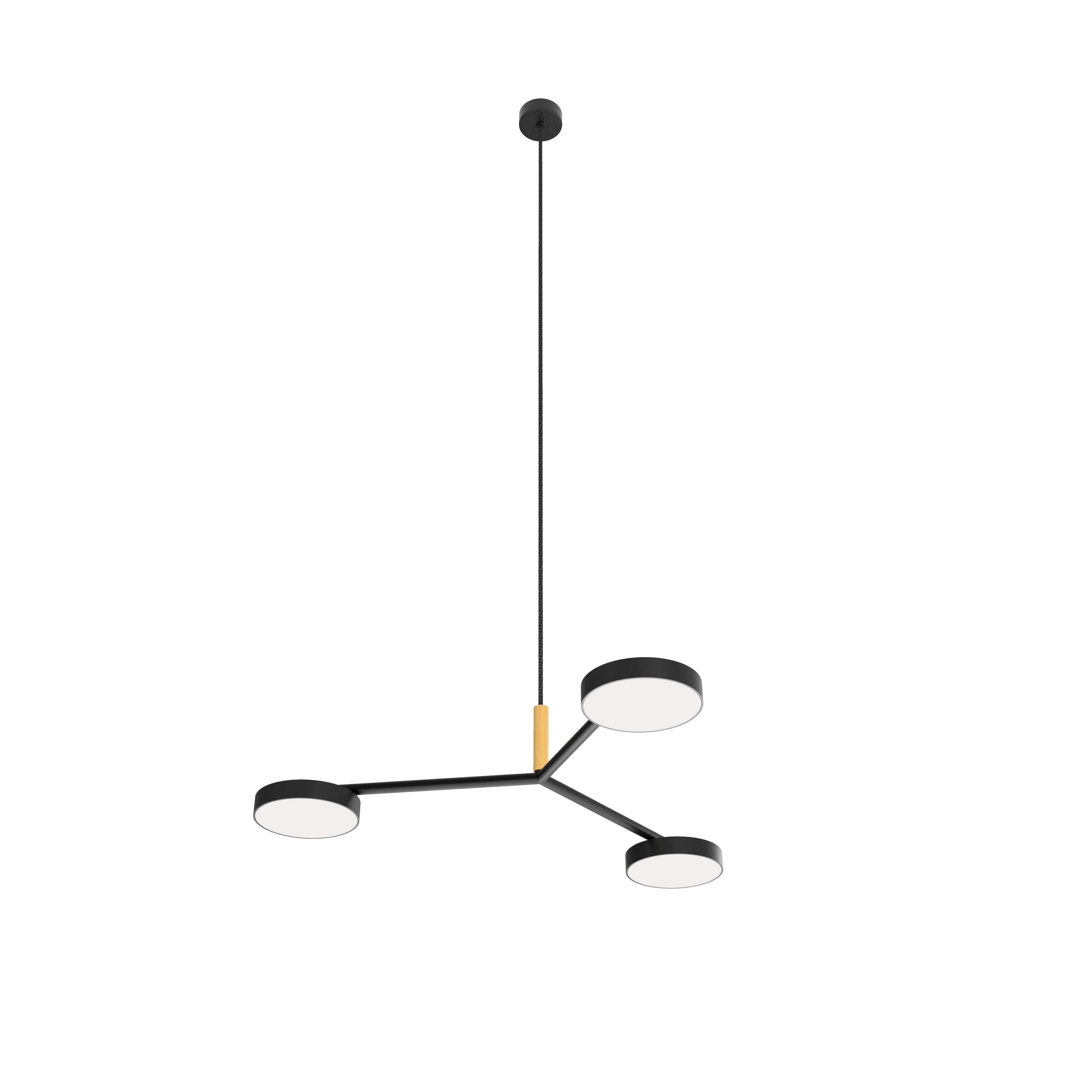 Robin lustră Rafaela Trio DALI fier, alamă, aluminiu, metacrilat Negru mat, alamă 35.4W, 4560Lm, 3000K, 60x60x10 cm