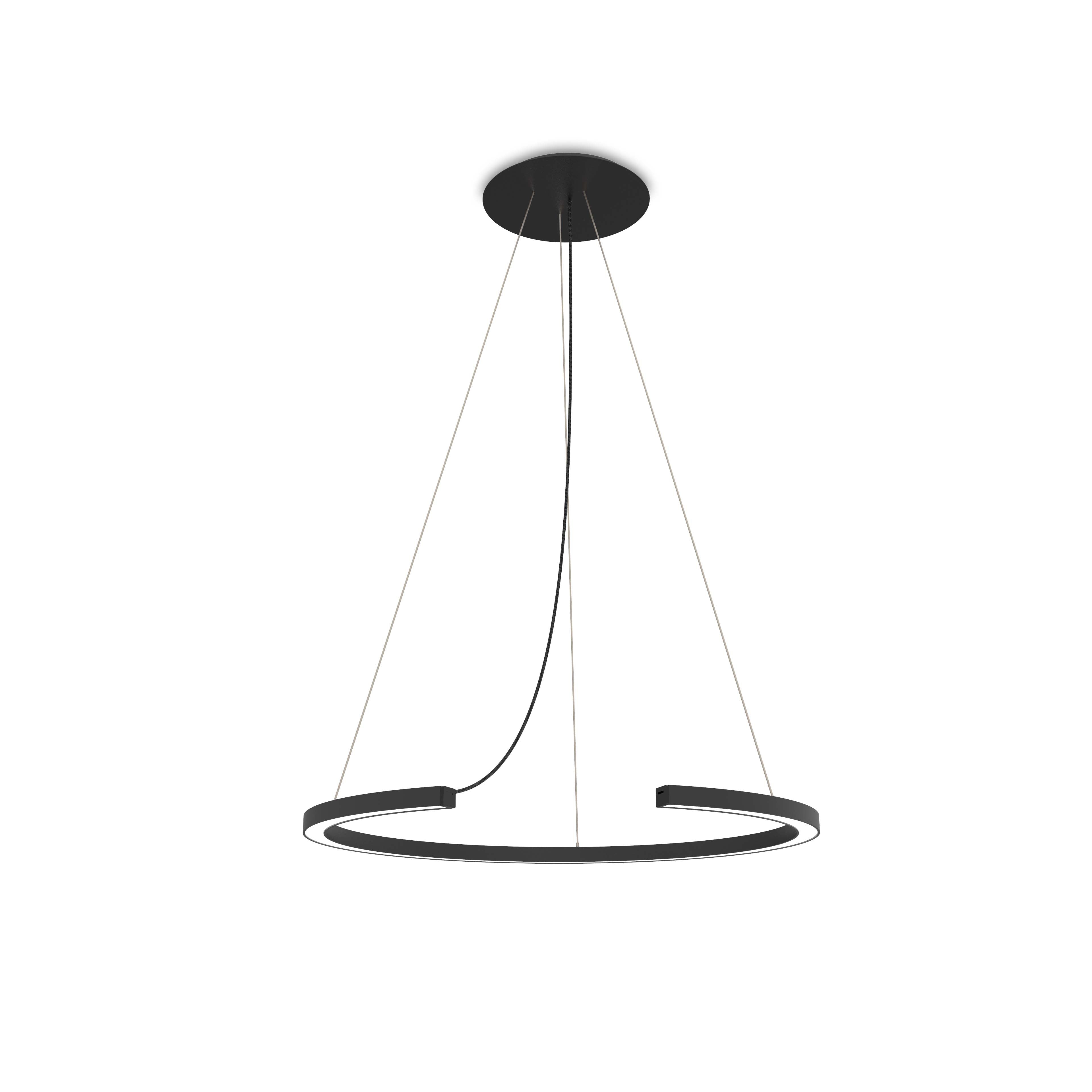 Robin lustră Roberta 80 aluminiu, textil Negru mat 40W, 6400Lm, 3000K, 80x80x3 cm
