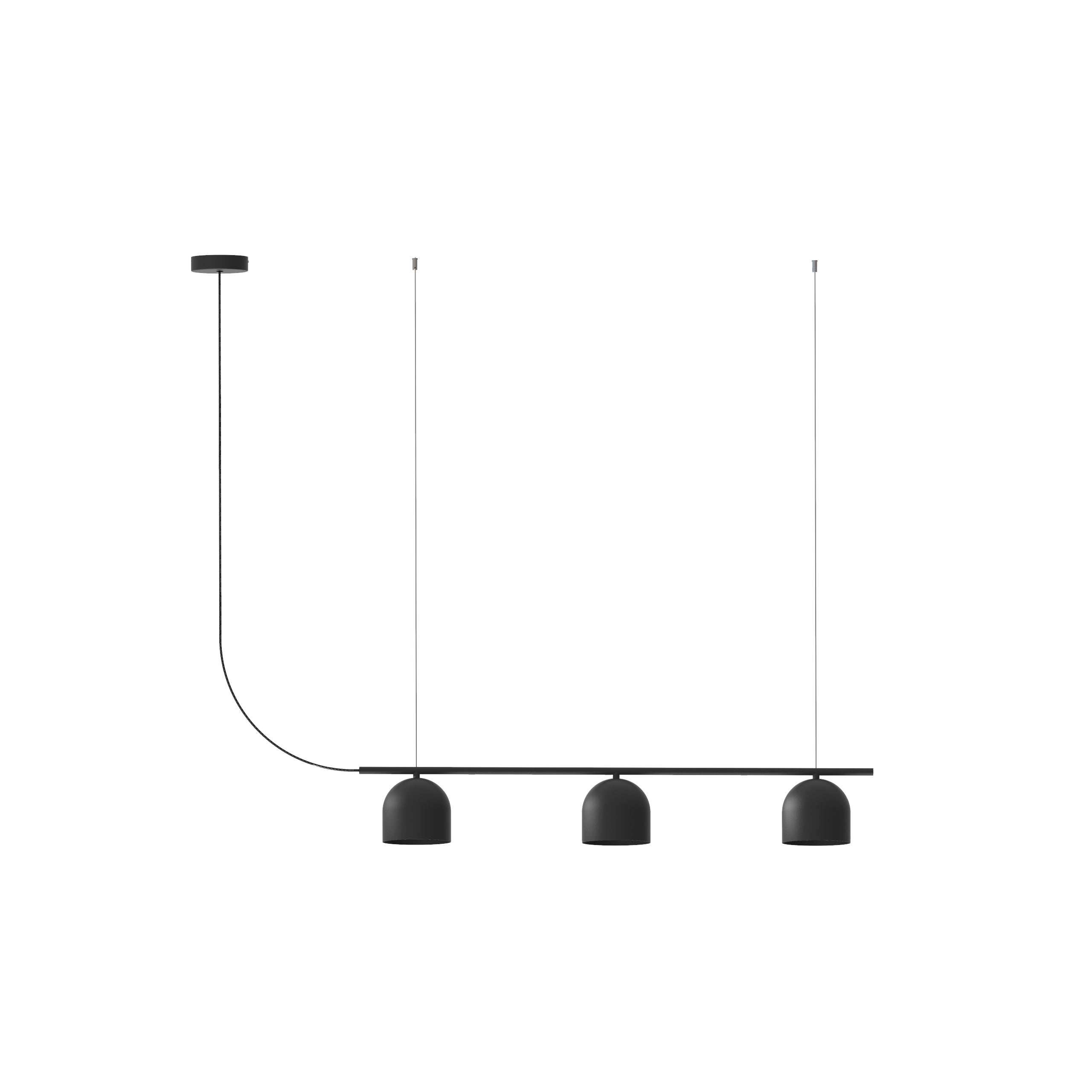 Robin lustră Rio Chandelier 3 fier, cablu textil Negru mat G9, 12x90x14 cm