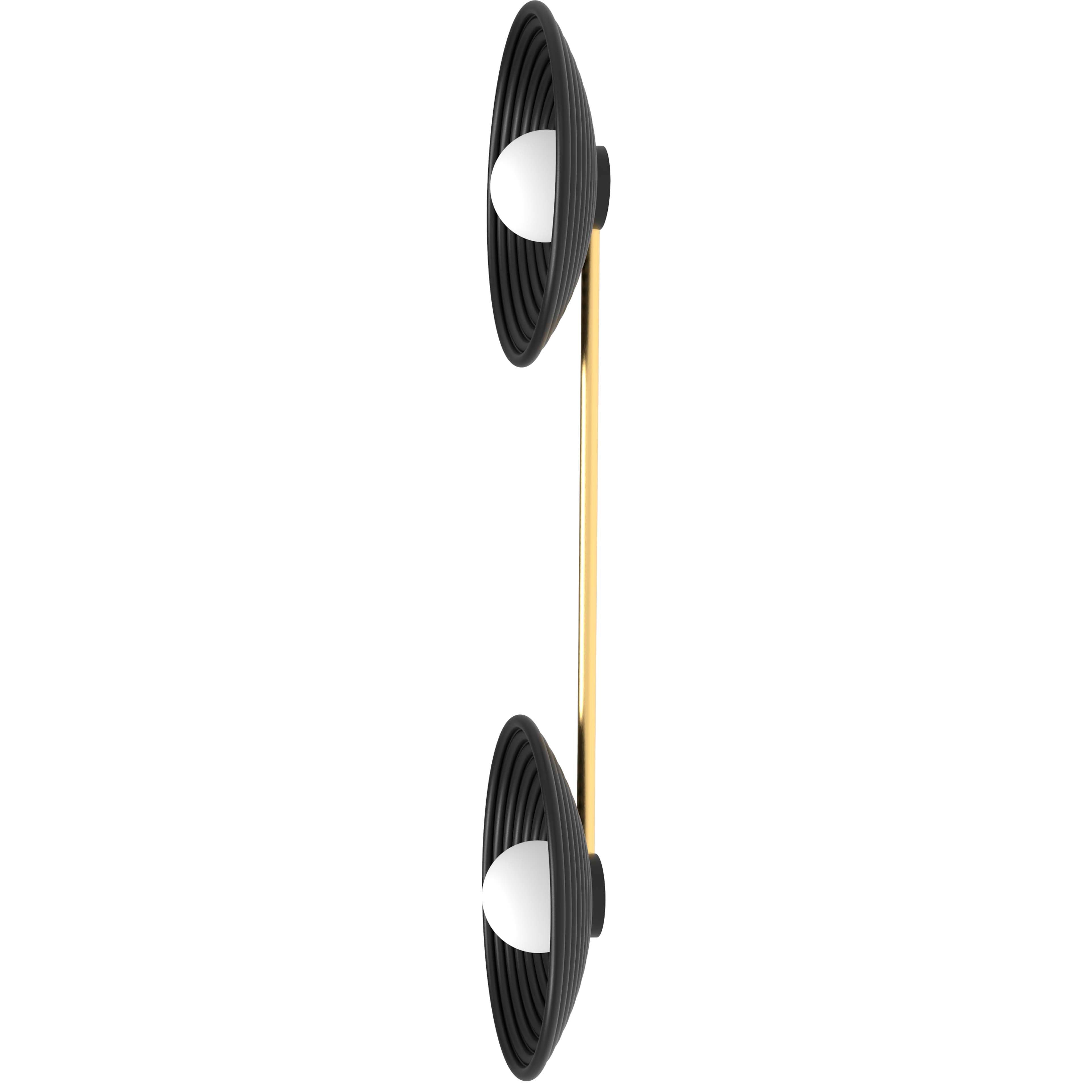 Robin aplică Randa Duo fier, aluminiu, sticlă Negru mat, alamă 2xG9, 70x70x10 cm
