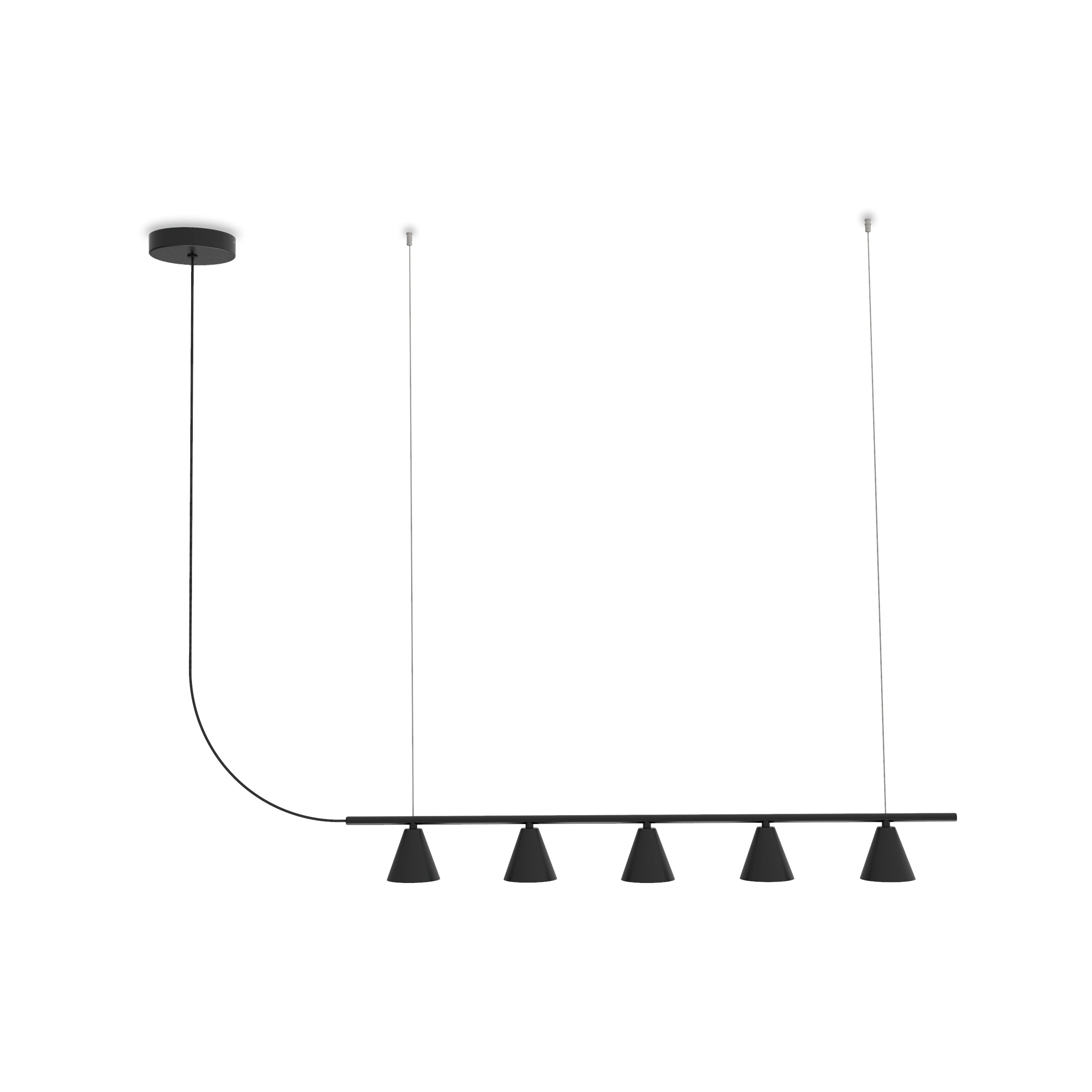 Robin lustră Rimini Chandelier Linear fier, cablu textil Negru mat 8.5W, 980Lm, 3000K, 8x90x9 cm