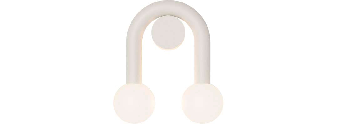 Robin aplică Rigoberta Direct Super Curved fier, sticlă opală Alb mat 2xG9, 26x12x23 cm
