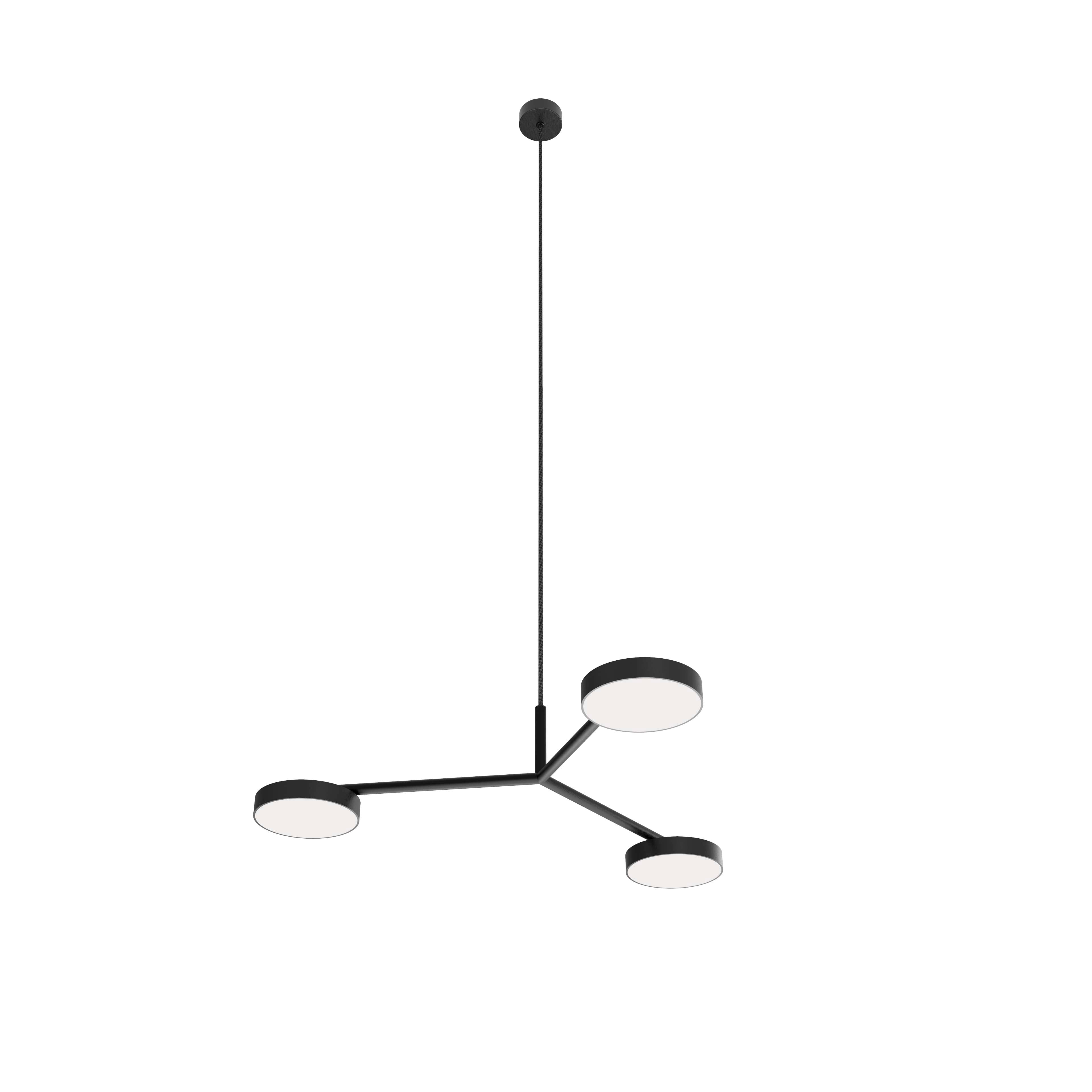 Robin lustră Rafaela Trio DALI fier, aluminiu, textil, metacrilat Negru mat 35.4W, 4560Lm, 3000K, 60x60x10 cm