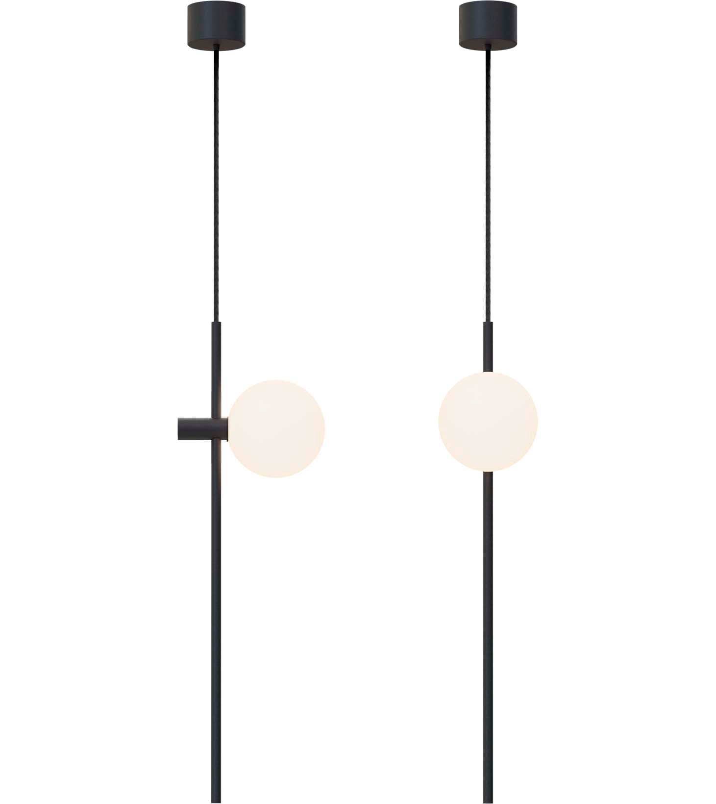 Robin lustră Roxanne Mono fier, sticlă opală Negru mat G9, 10x15x49 cm