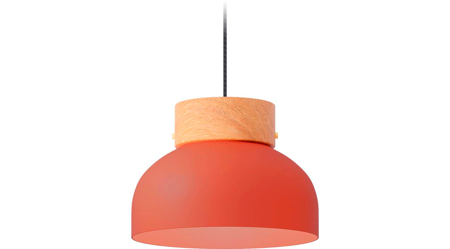 Robin lustră Reiko Flat aluminiu, lemn, textil Terracotta E27, 21x21x15 cm