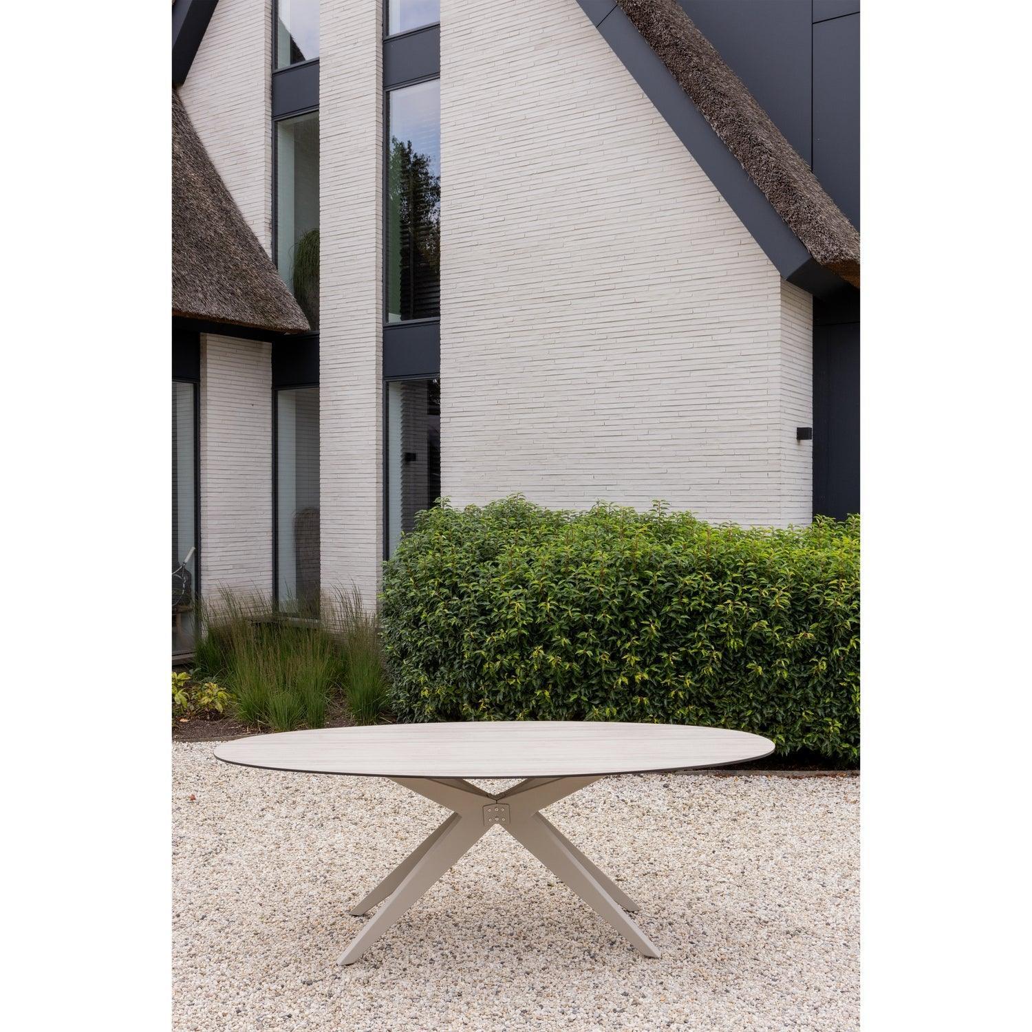 ELK GARDEN TABLE ALUMINIUM BASE WITH HPL TOP SAND 220x100CM - PARIS14A.RO