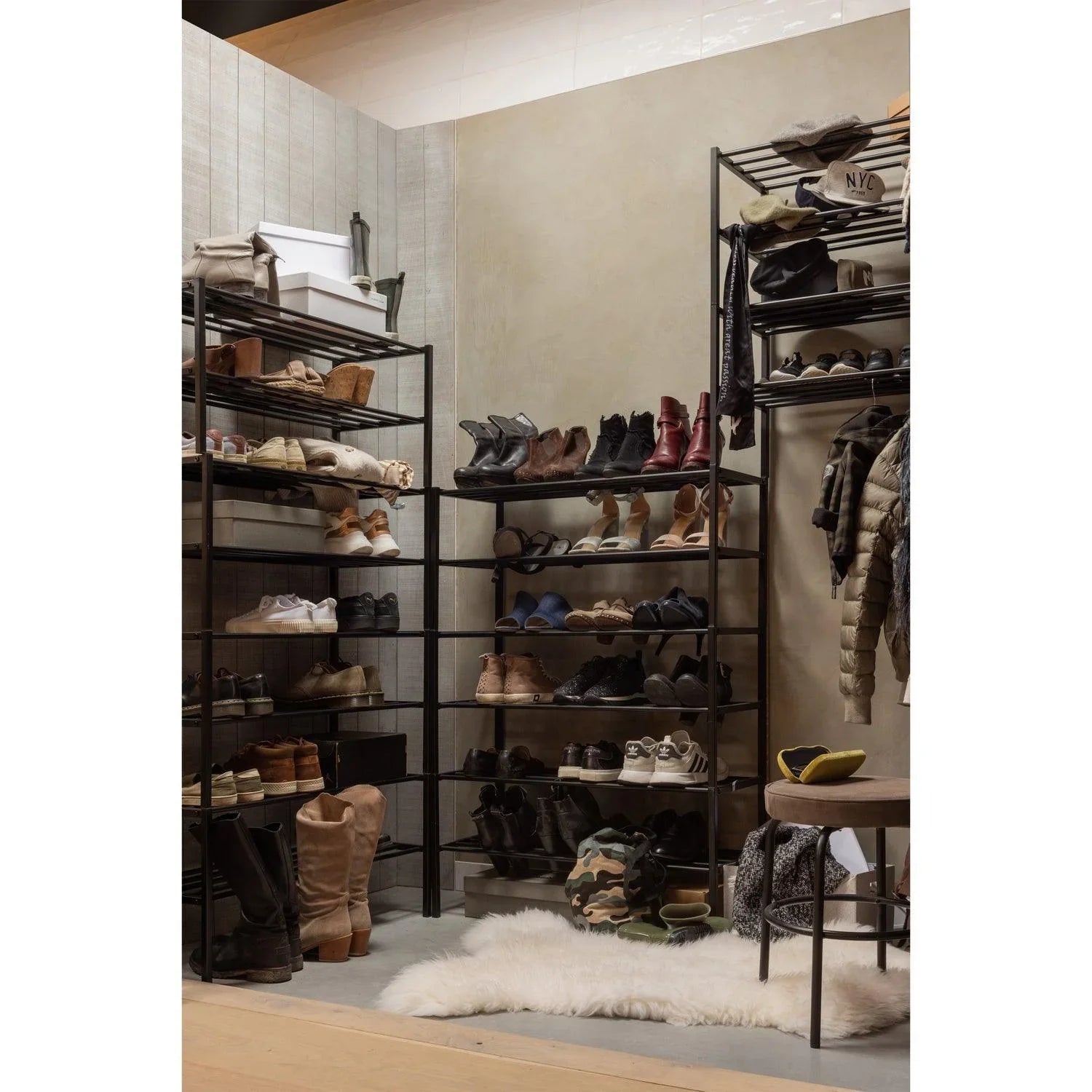 FERRO SHOE RACK STACK OF 2 METAL BLACK - PARIS14A.RO