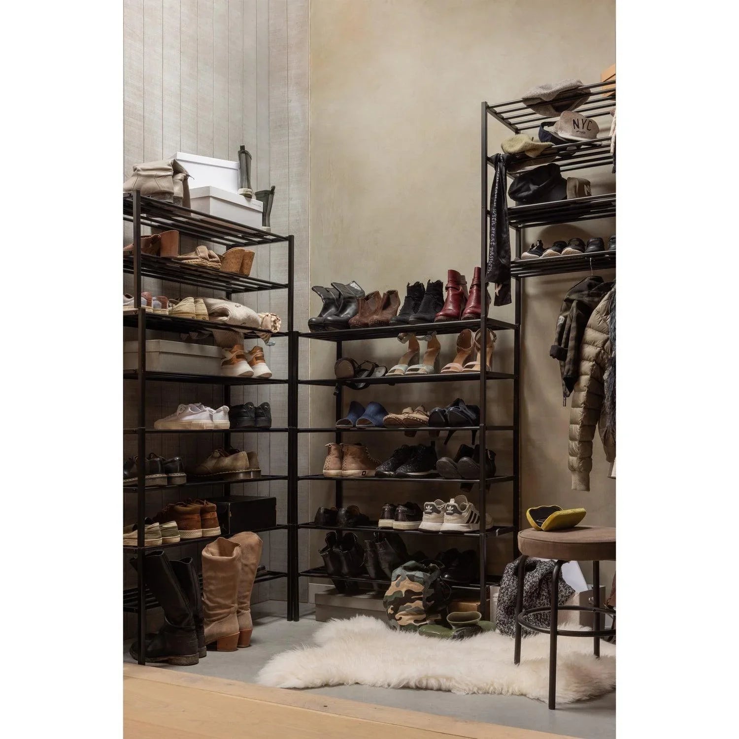 FERRO SHOE RACK STACK OF 4 METAL BLACK - PARIS14A.RO