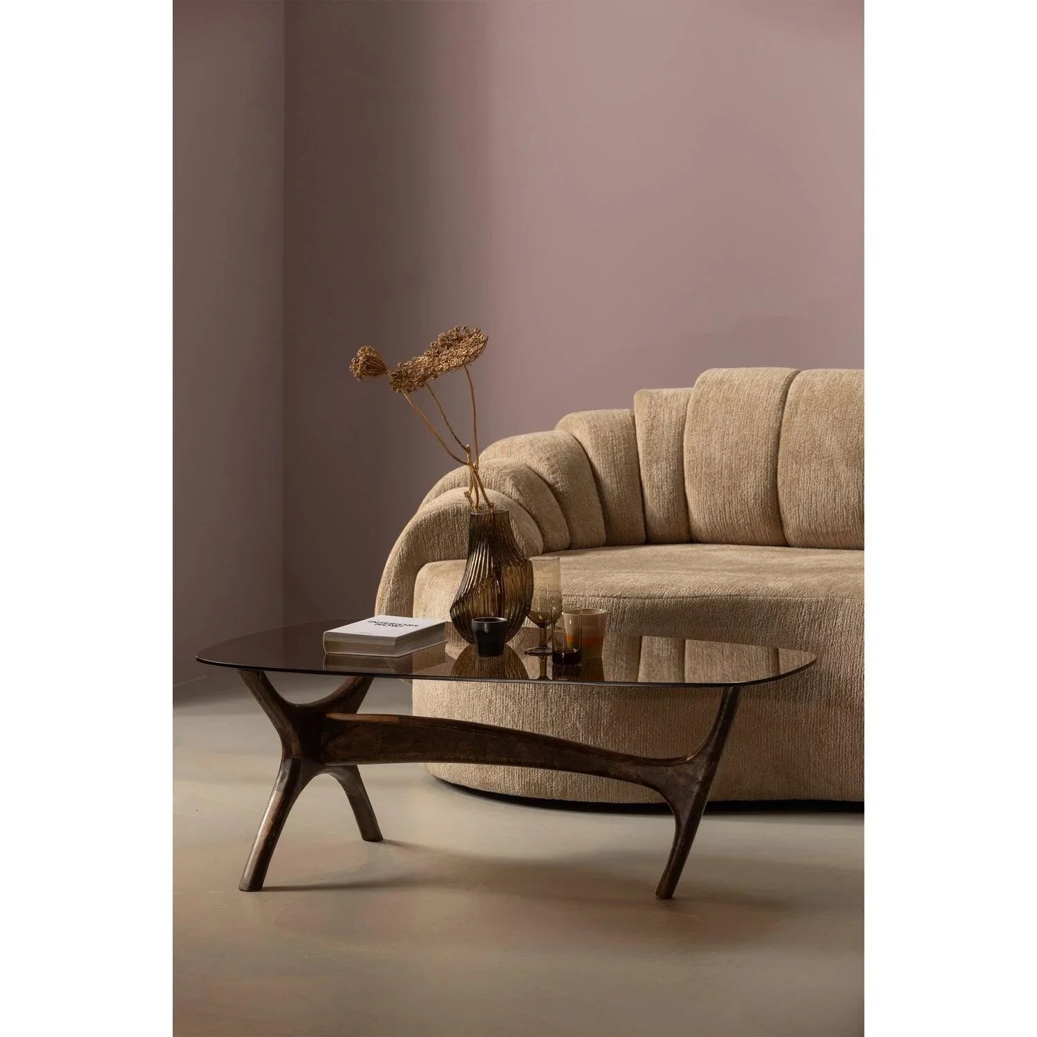 FLASH COFFEE TABLE MANGO WOOD/GLASS WALNUT - PARIS14A.RO