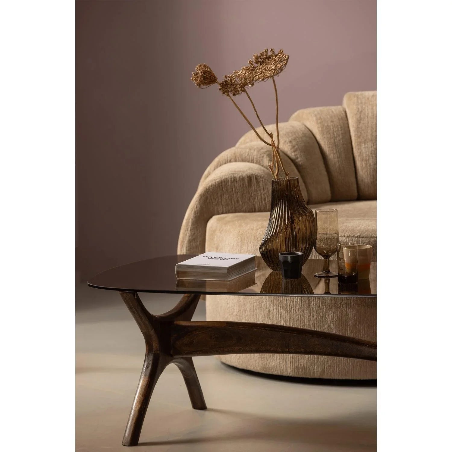 FLASH COFFEE TABLE MANGO WOOD/GLASS WALNUT - PARIS14A.RO