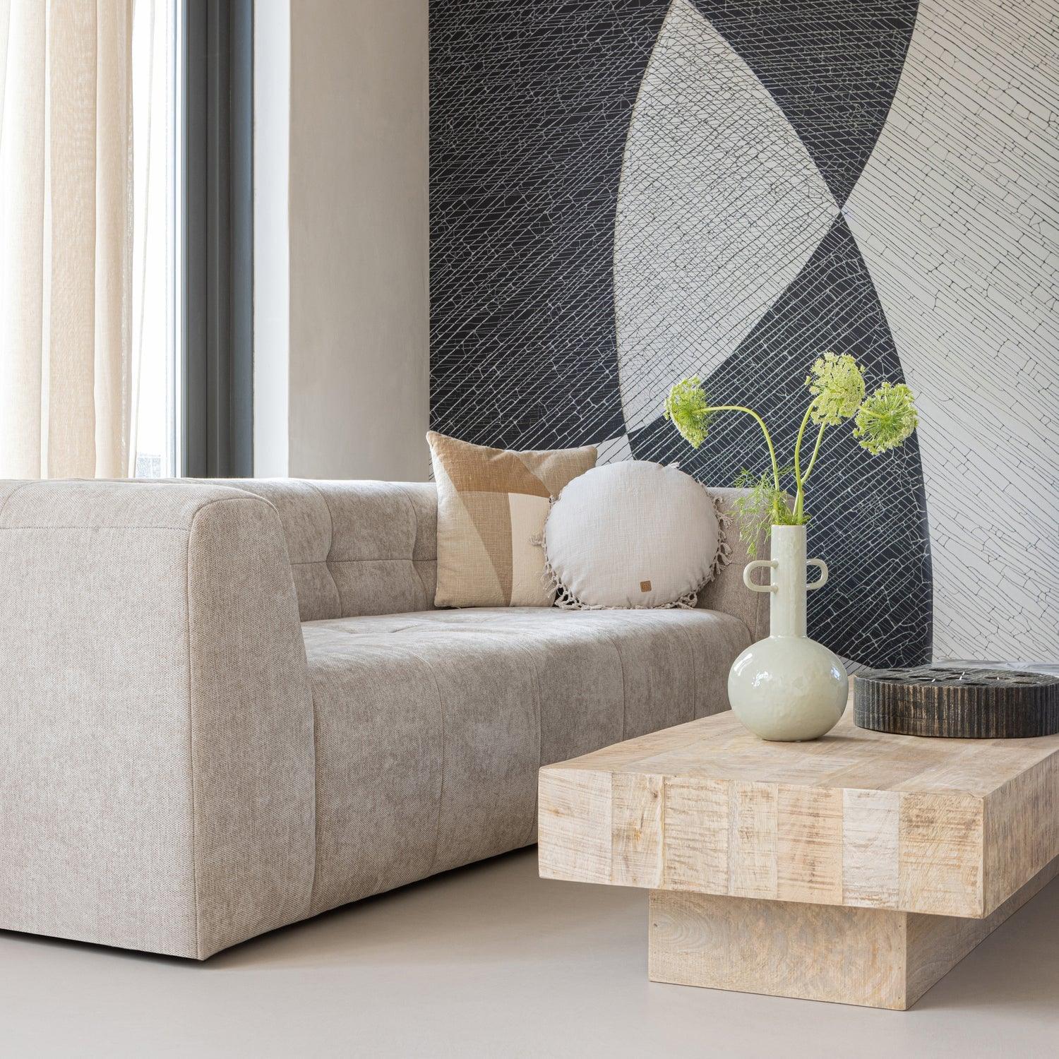 GRID 3-SEATER WOVEN FABRIC SAND - PARIS14A.RO