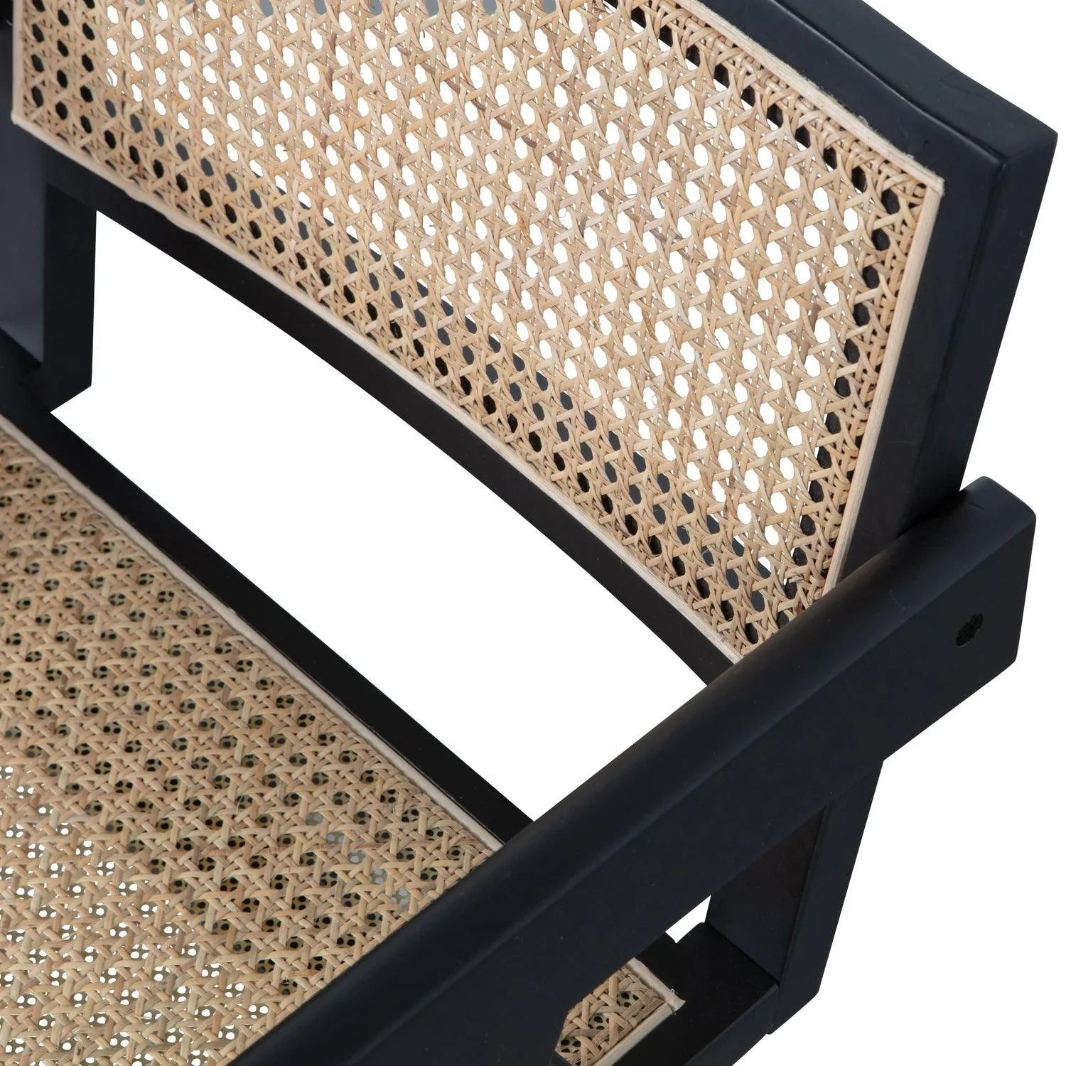 GUNN DINING CHAIR RATTAN / WOOD BLACK - PARIS14A.RO