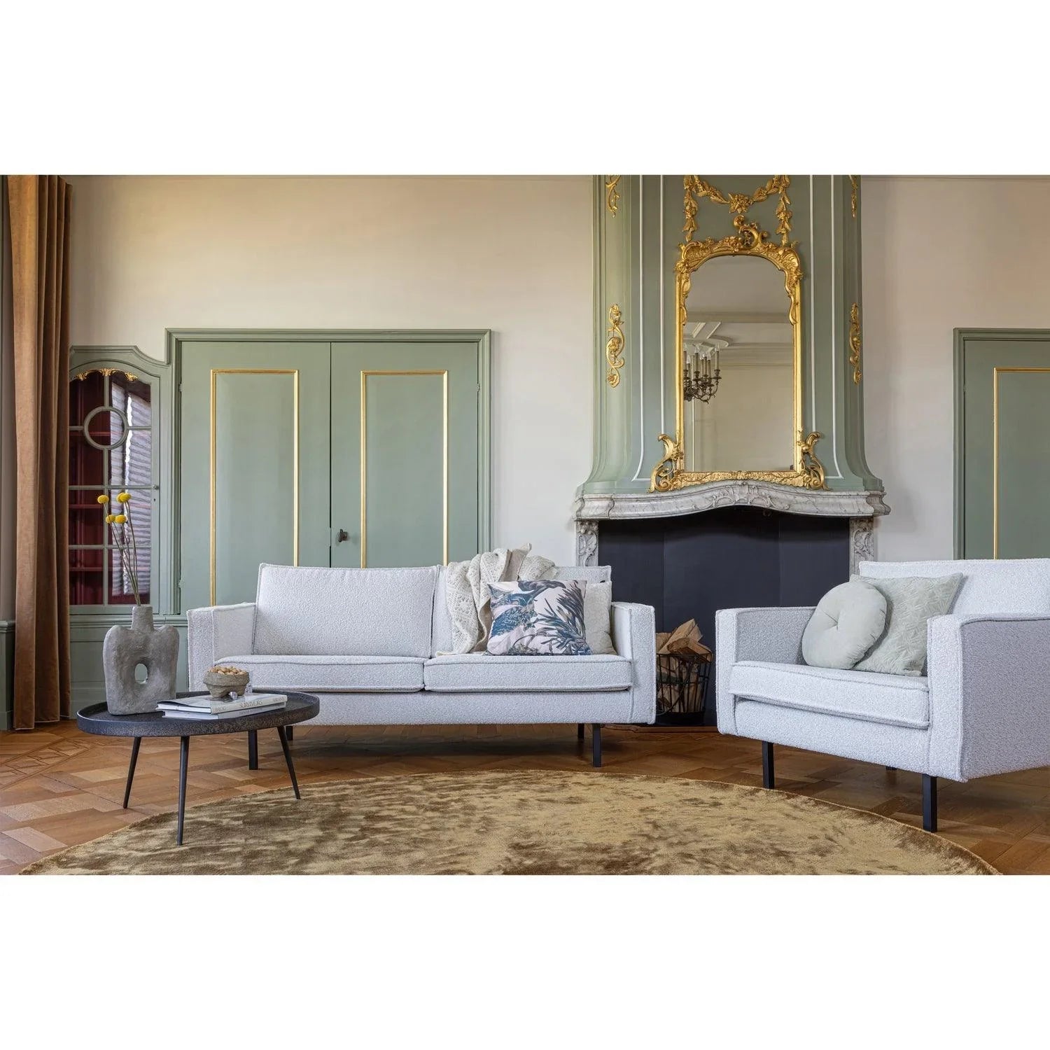 HALO CUSHION ROUND MICRO VELVET PALE GREEN Ø45CM - PARIS14A.RO