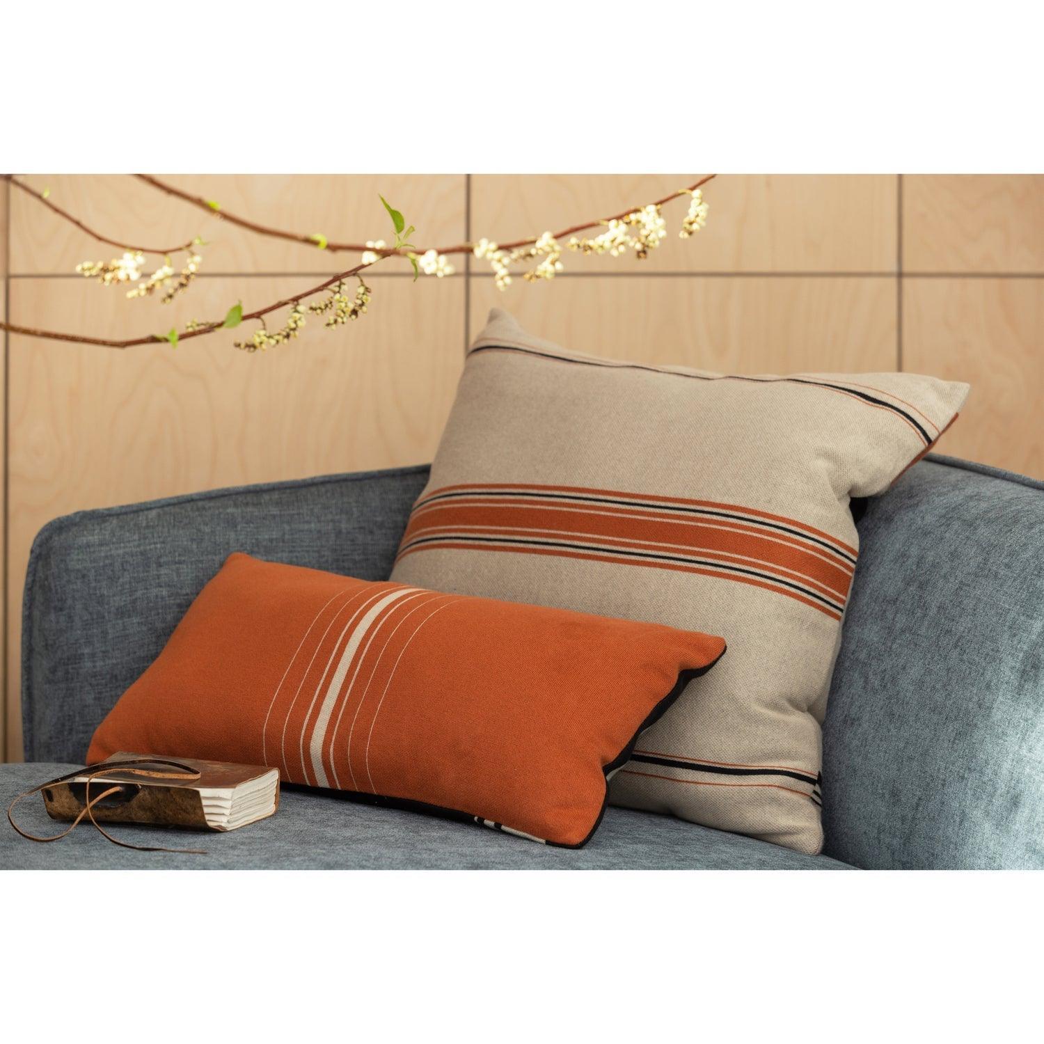 HANI STRIPED CUSHION KHAKI/BLACK 60x60CM - PARIS14A.RO