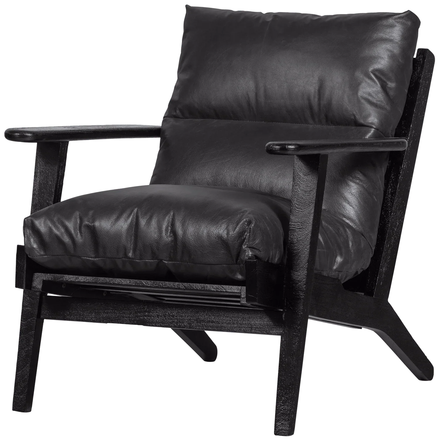 HOUSTON ARMCHAIR REAL LEATHER BLACK - PARIS14A.RO