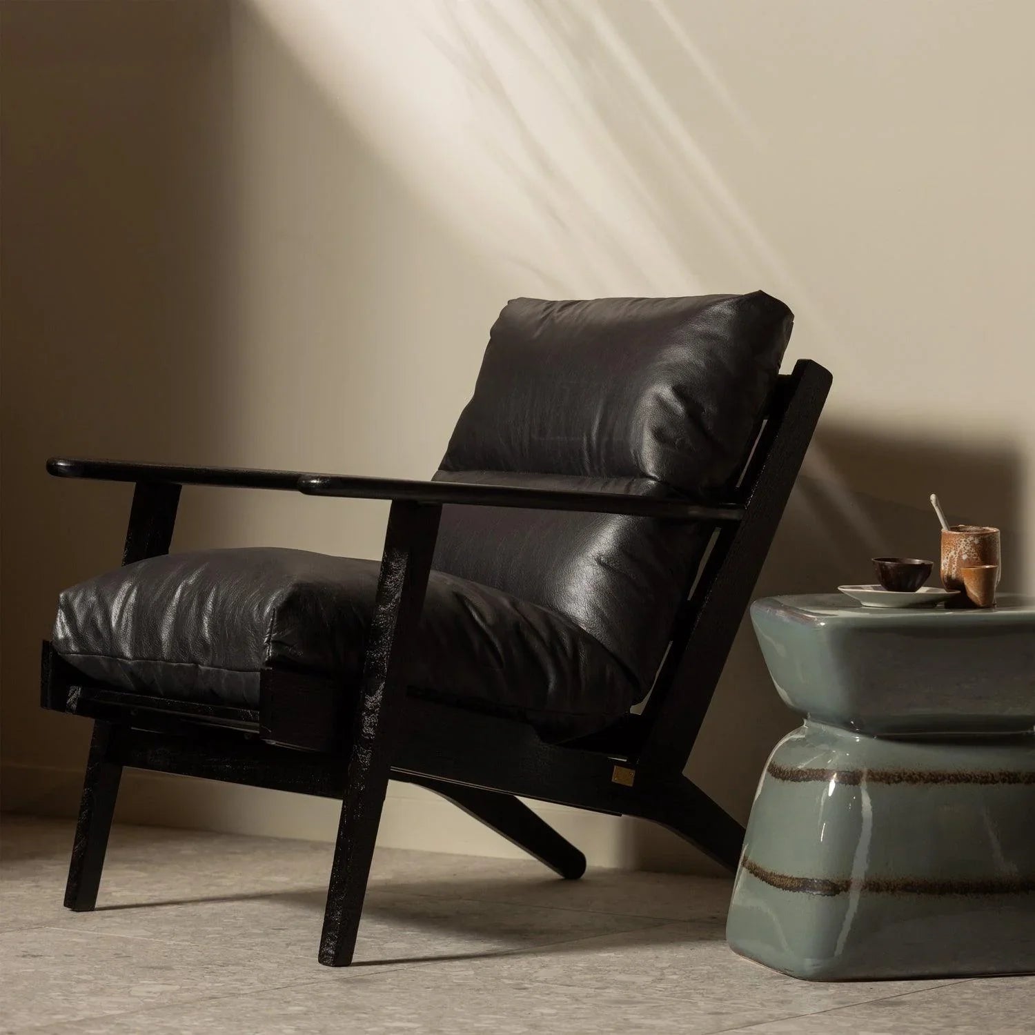 HOUSTON ARMCHAIR REAL LEATHER BLACK - PARIS14A.RO