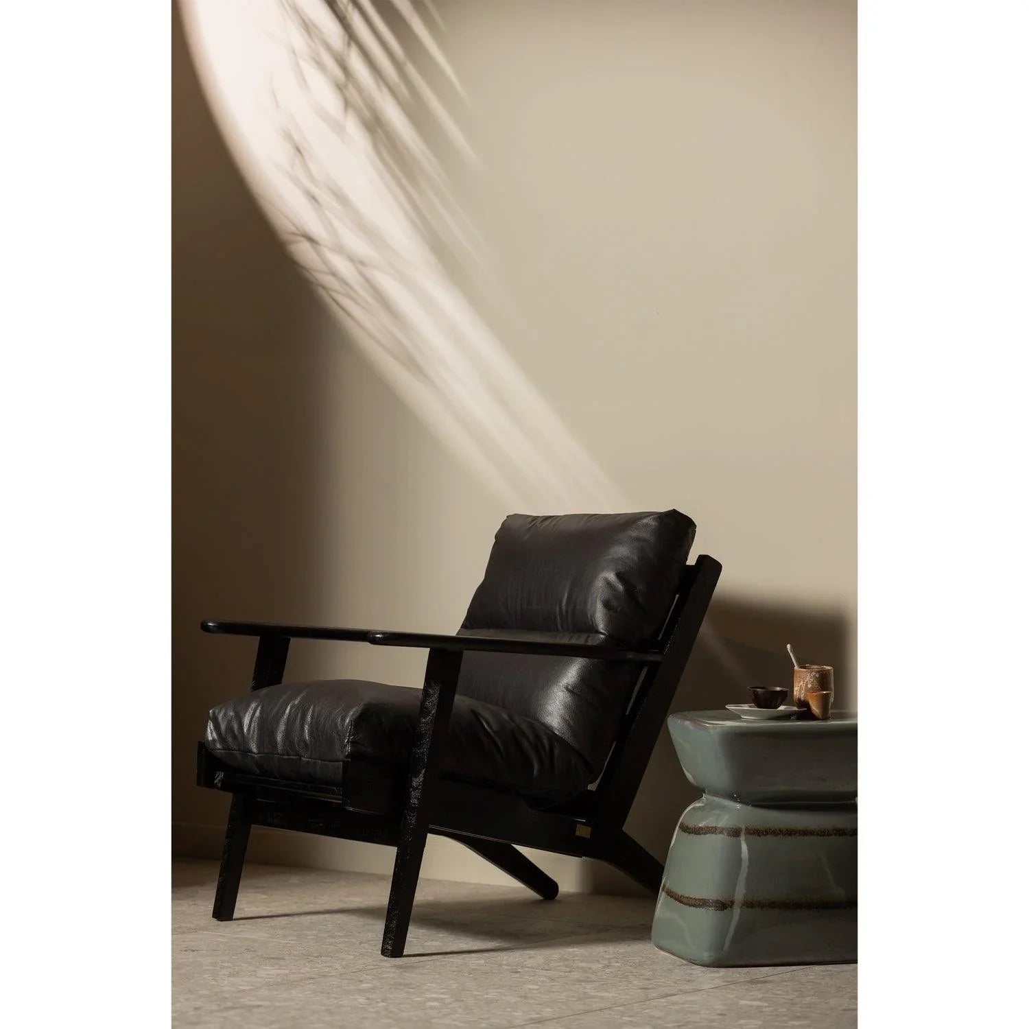 HOUSTON ARMCHAIR REAL LEATHER BLACK - PARIS14A.RO