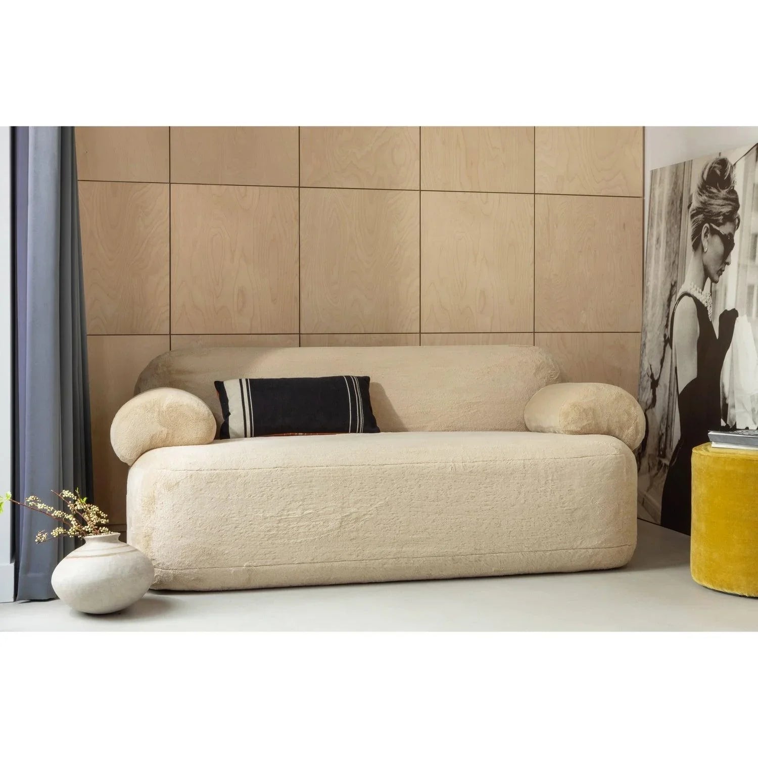 JOLIE 2-SEATER SOFA FAKE FUR NATURAL - PARIS14A.RO