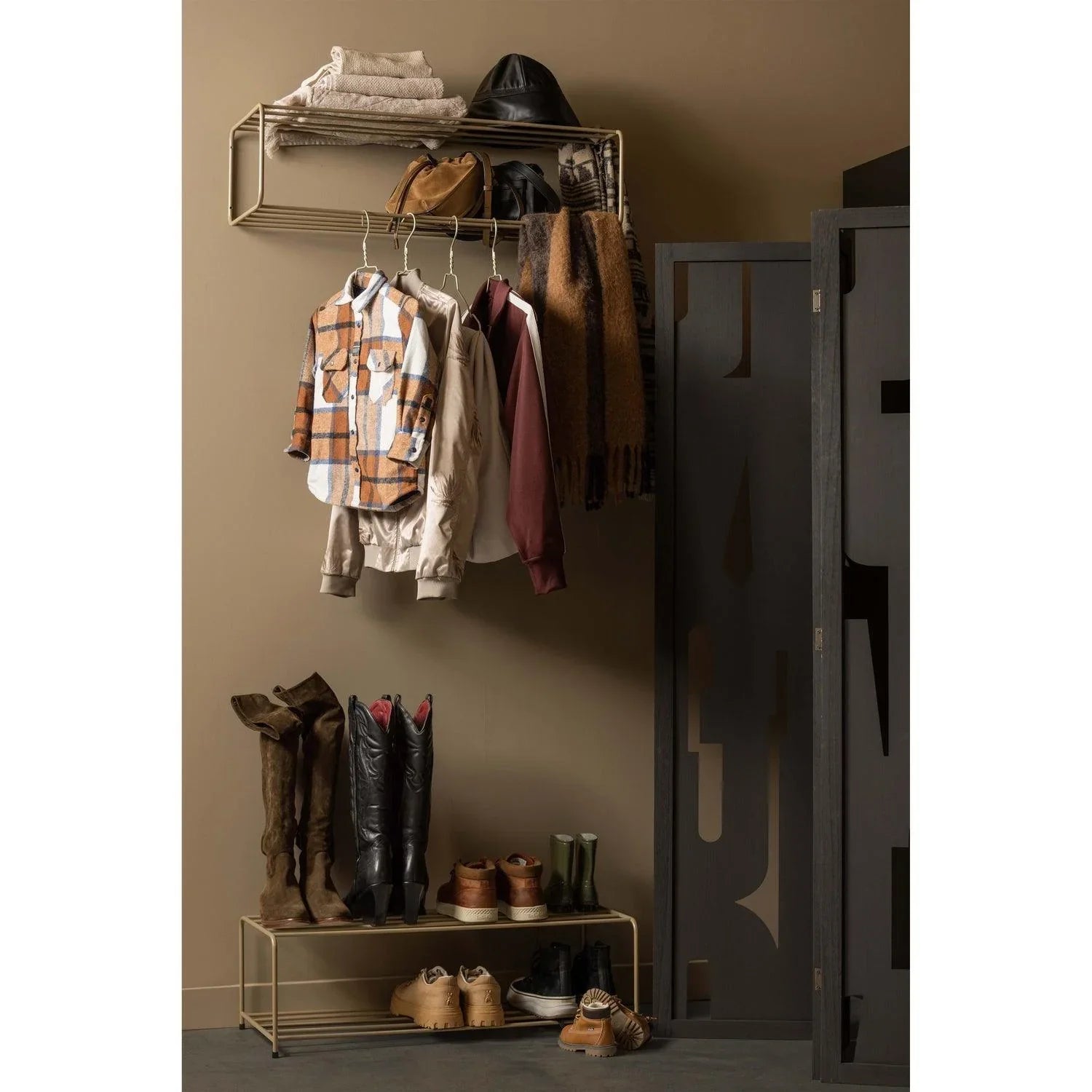 JOSSE SHOE RACK METAL MILITARY BROWN - PARIS14A.RO