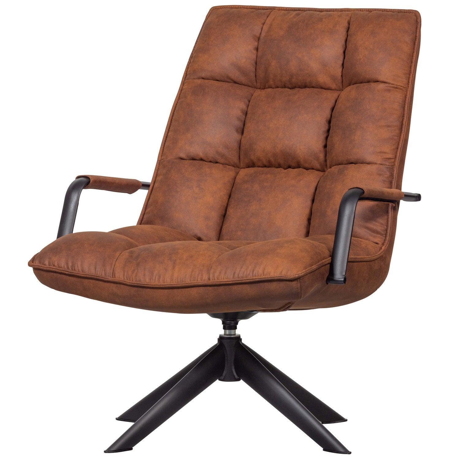 JOUKE SWIVEL ARMCHAIR WITH ARMREST IMITATION LEATHER COGNAC - PARIS14A.RO