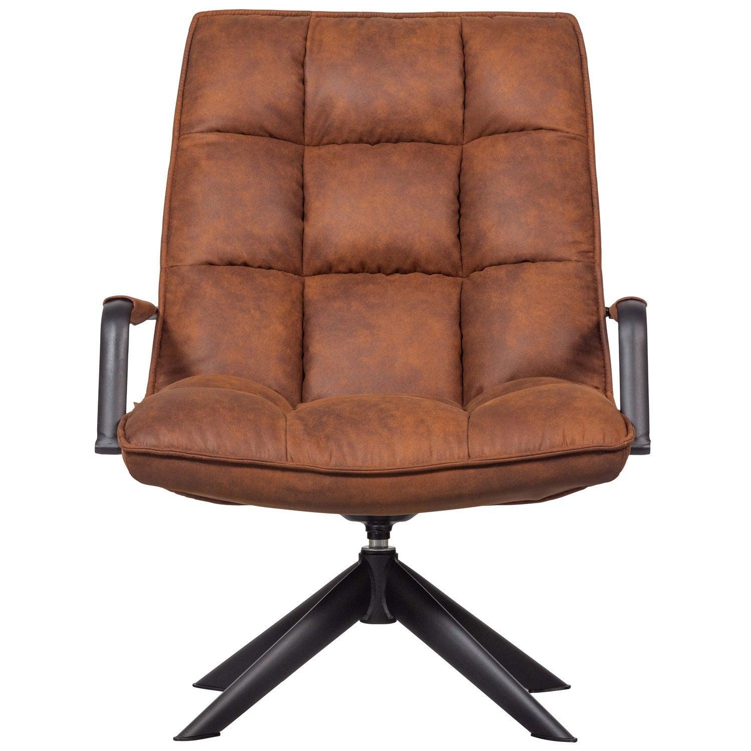 JOUKE SWIVEL ARMCHAIR WITH ARMREST IMITATION LEATHER COGNAC - PARIS14A.RO