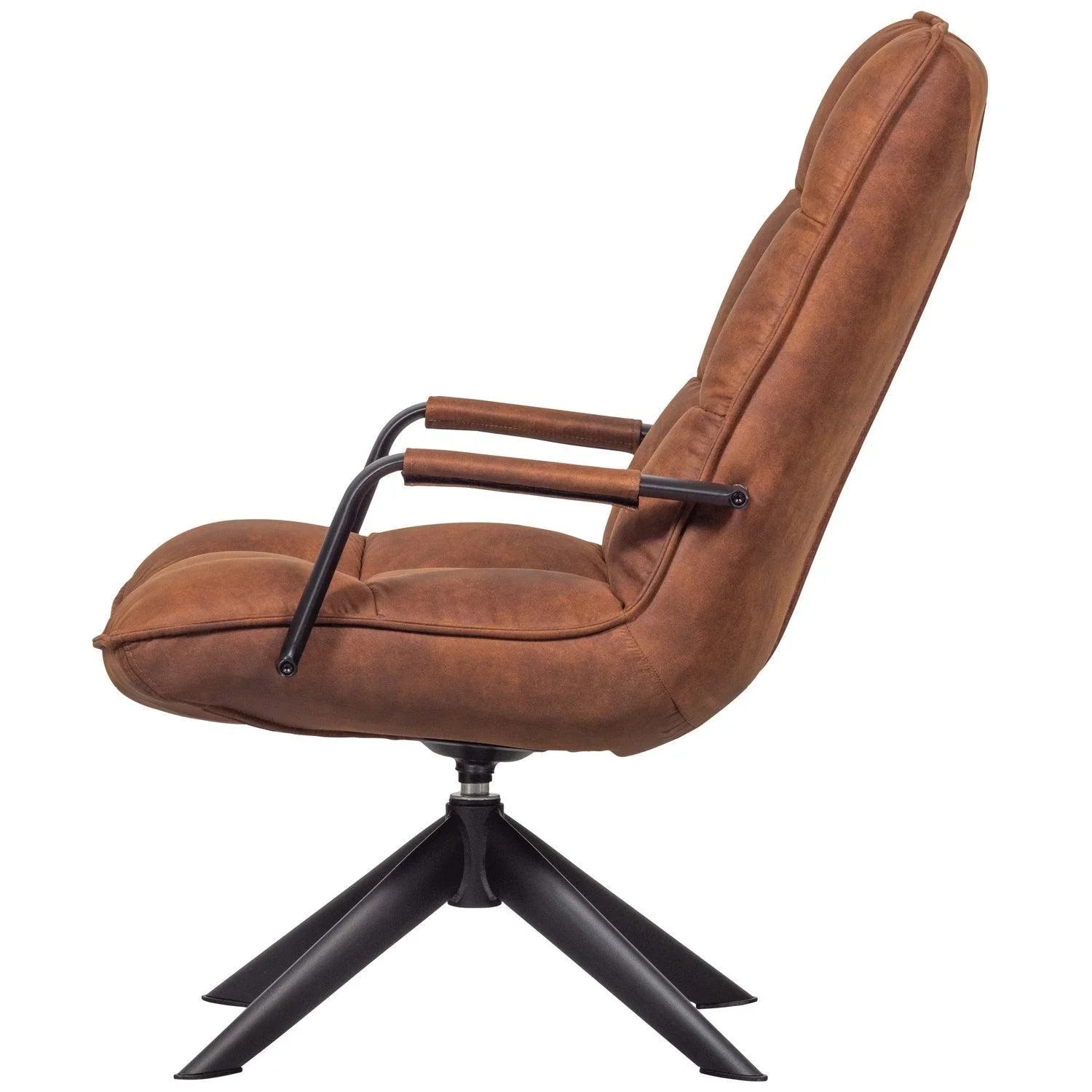 JOUKE SWIVEL ARMCHAIR WITH ARMREST IMITATION LEATHER COGNAC - PARIS14A.RO