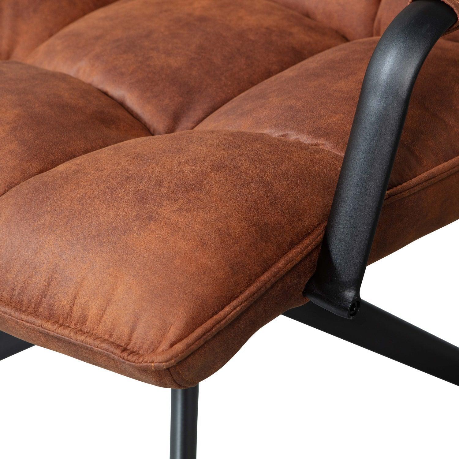 JOUKE SWIVEL ARMCHAIR WITH ARMREST IMITATION LEATHER COGNAC - PARIS14A.RO