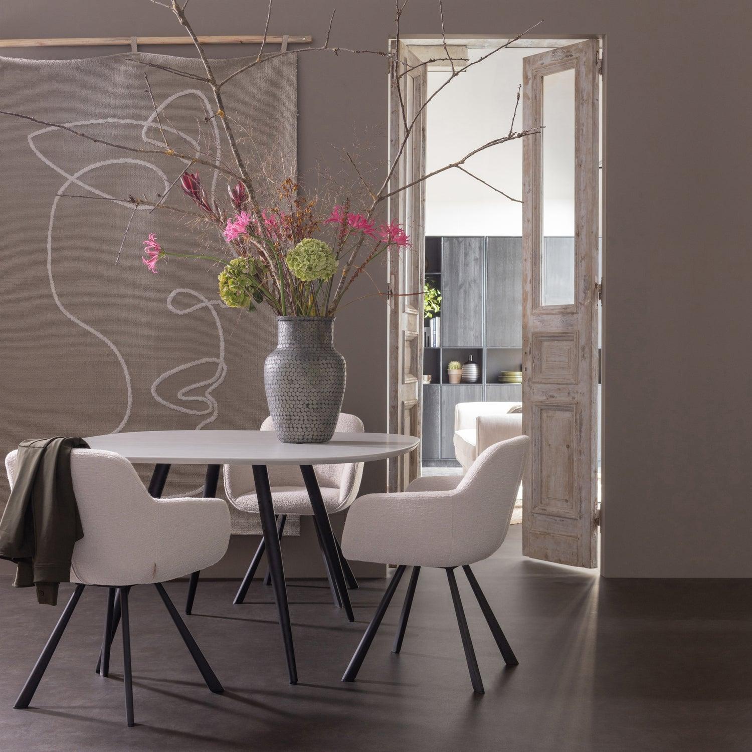 JUNO DINING CHAIR BOUCLÉ NATURAL - PARIS14A.RO