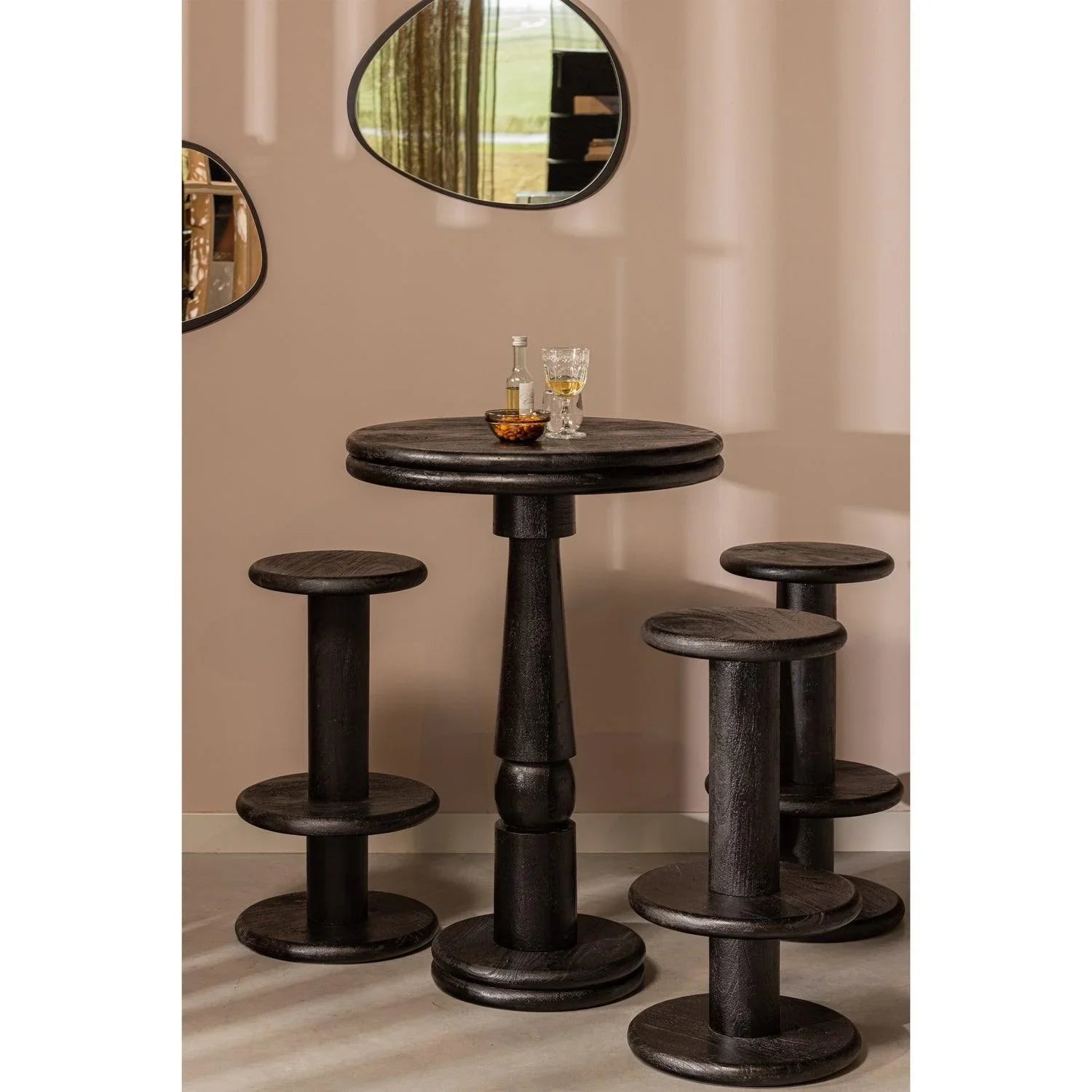 KOLBY BAR TABLE/HIGH DINING TABLE MANGO WOOD BLACK - PARIS14A.RO