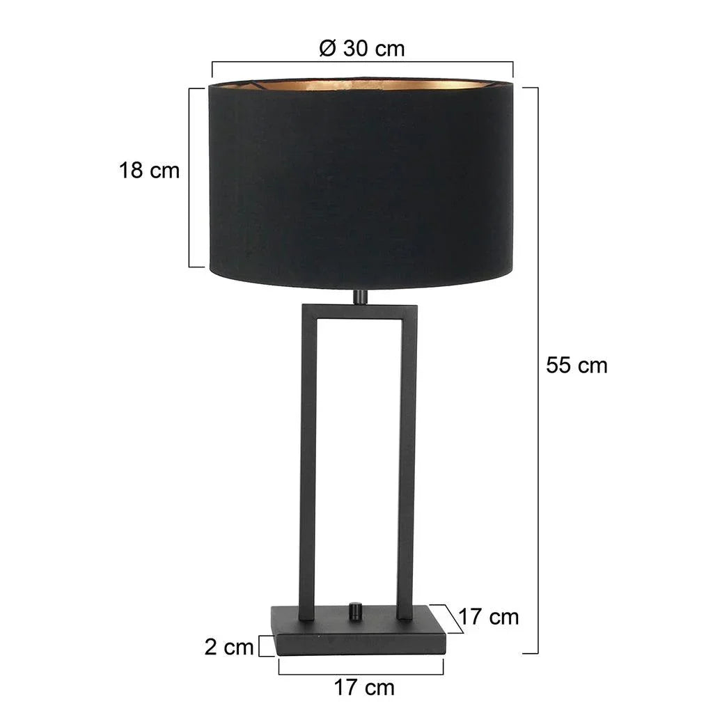 Lampă de masă Stang 7194ZW Negru + Abajur Negru din Lână - PARIS14A.RO