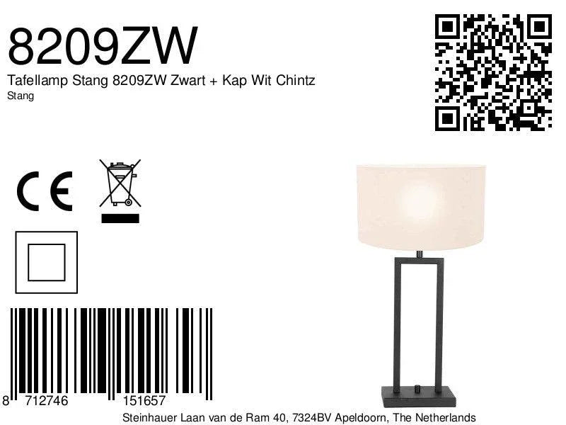 Lampă de masă Stang 8209ZW Negru + Abajur Alb Chintz - PARIS14A.RO