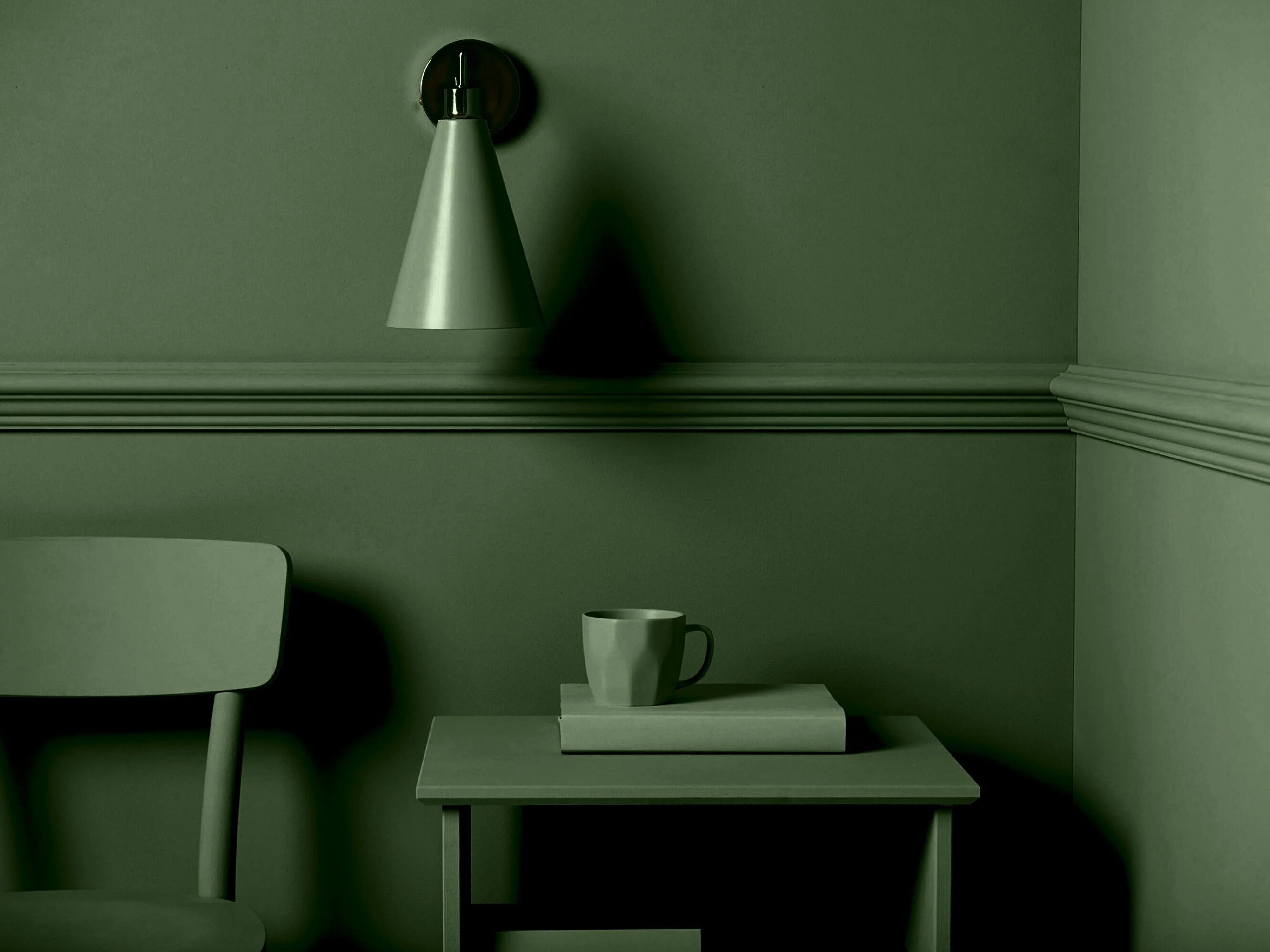 Lampa de perete cu nuanta conica verde masline - PARIS14A.RO