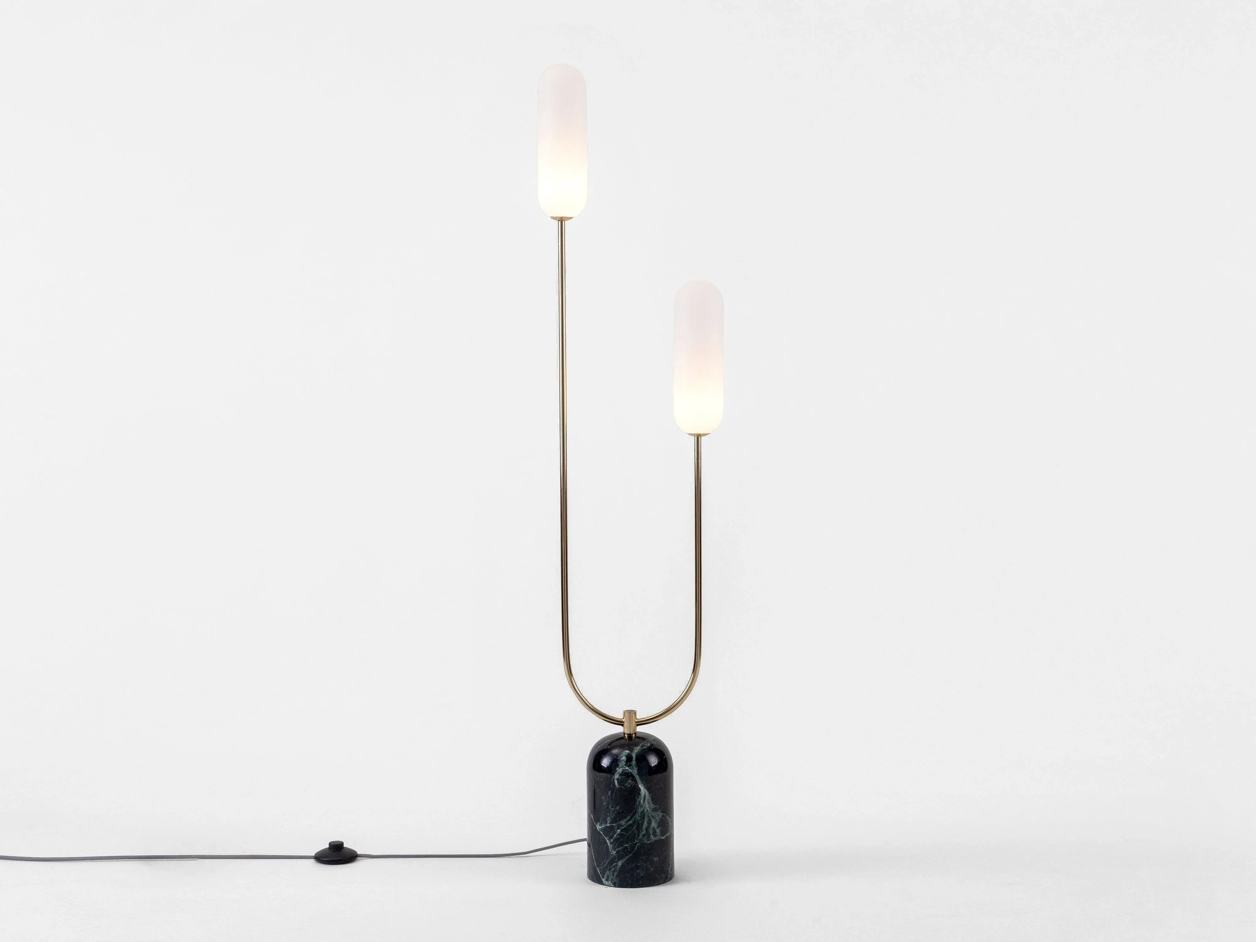 Lampă de podea curbă din marmură verde oliv - PARIS14A.RO