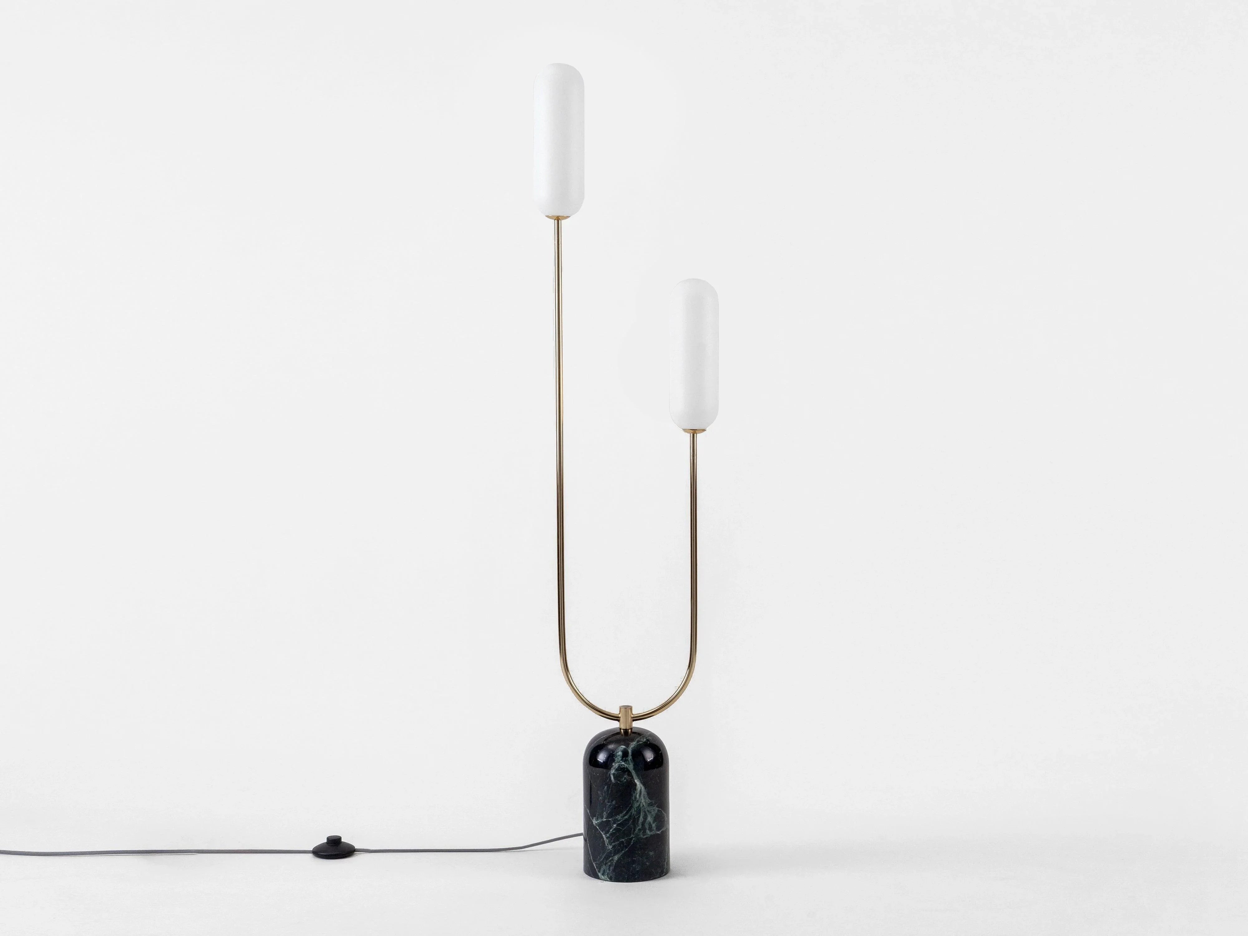 Lampă de podea curbă din marmură verde oliv - PARIS14A.RO