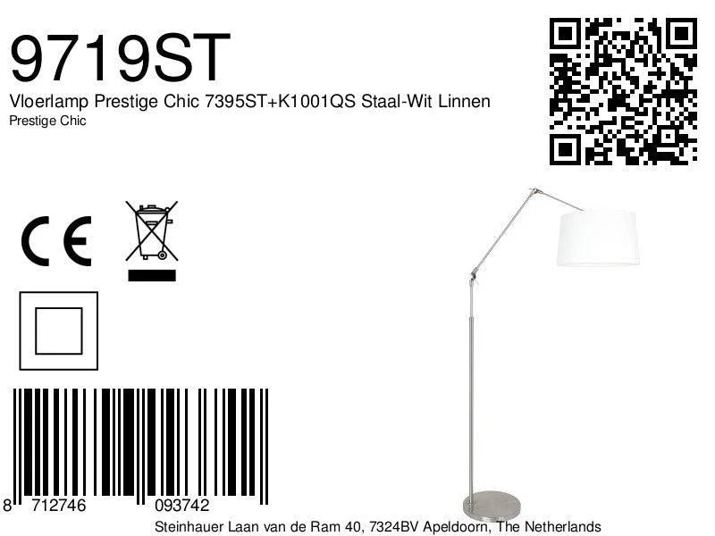 Lampă de podea Prestige Chic 7395ST+K1001QS Oțel-Alb Lână - PARIS14A.RO