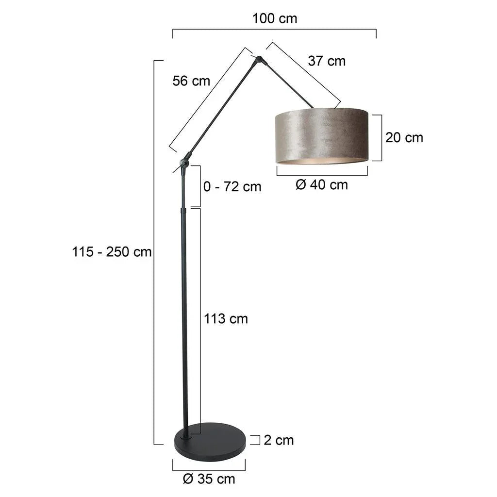 Lampă de podea Prestige Chic 7395ZW+K1068GS Negru-Alb în Lână - PARIS14A.RO