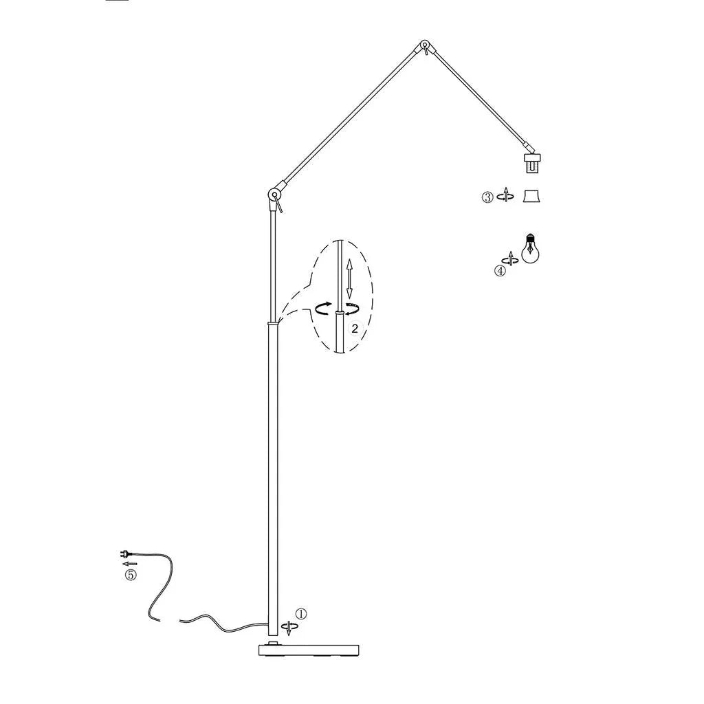 Lampă de podea Prestige Chic 7395ZW+K1068GS Negru-Alb în Lână - PARIS14A.RO