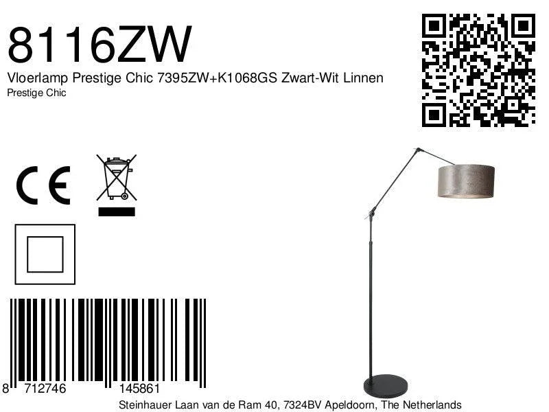 Lampă de podea Prestige Chic 7395ZW+K1068GS Negru-Alb în Lână - PARIS14A.RO